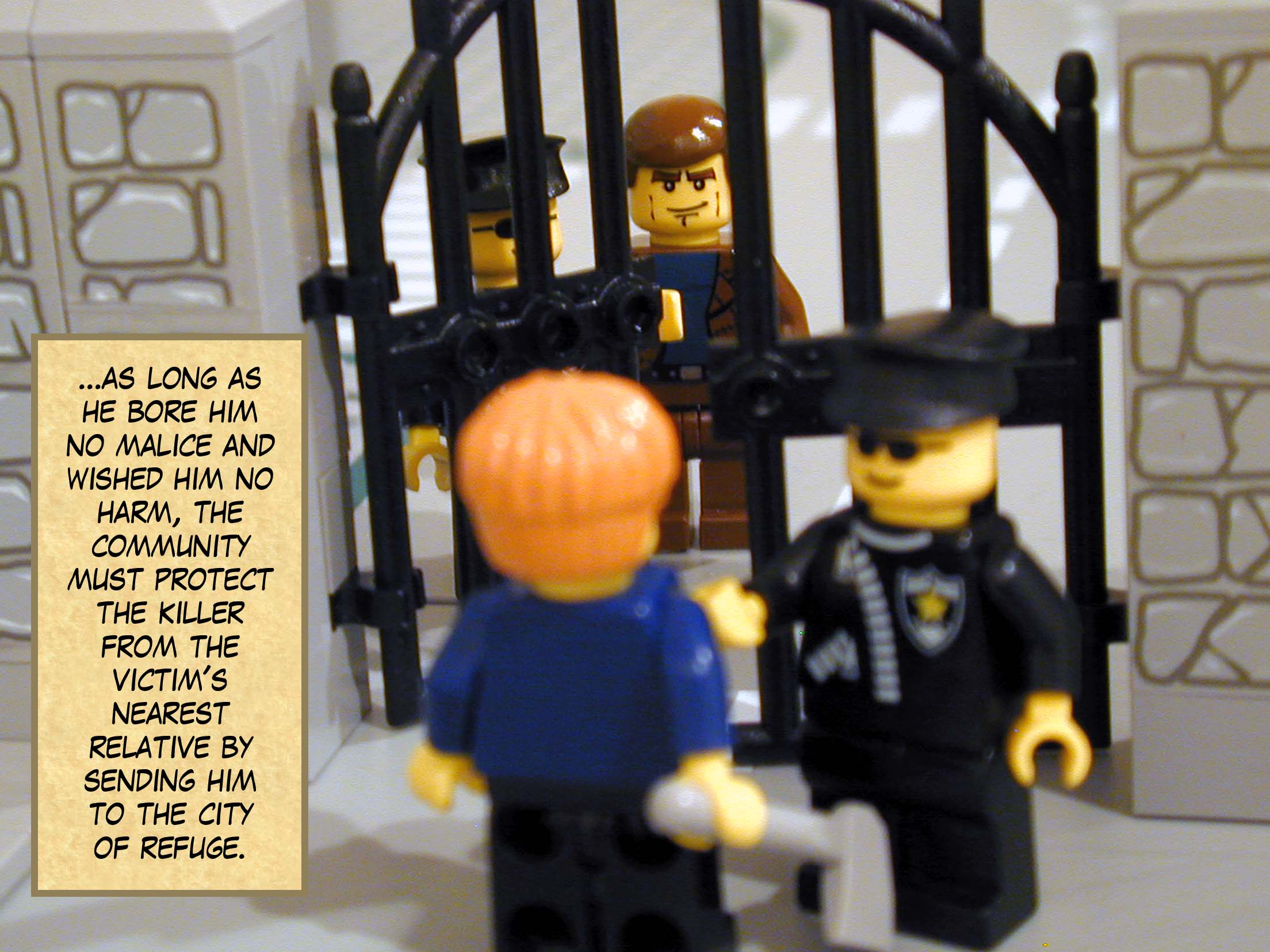 '...as long as he bore him no malice and wished him no harm, the community must protect the killer from the victim's nearest relative by sending him to the city of refuge.'