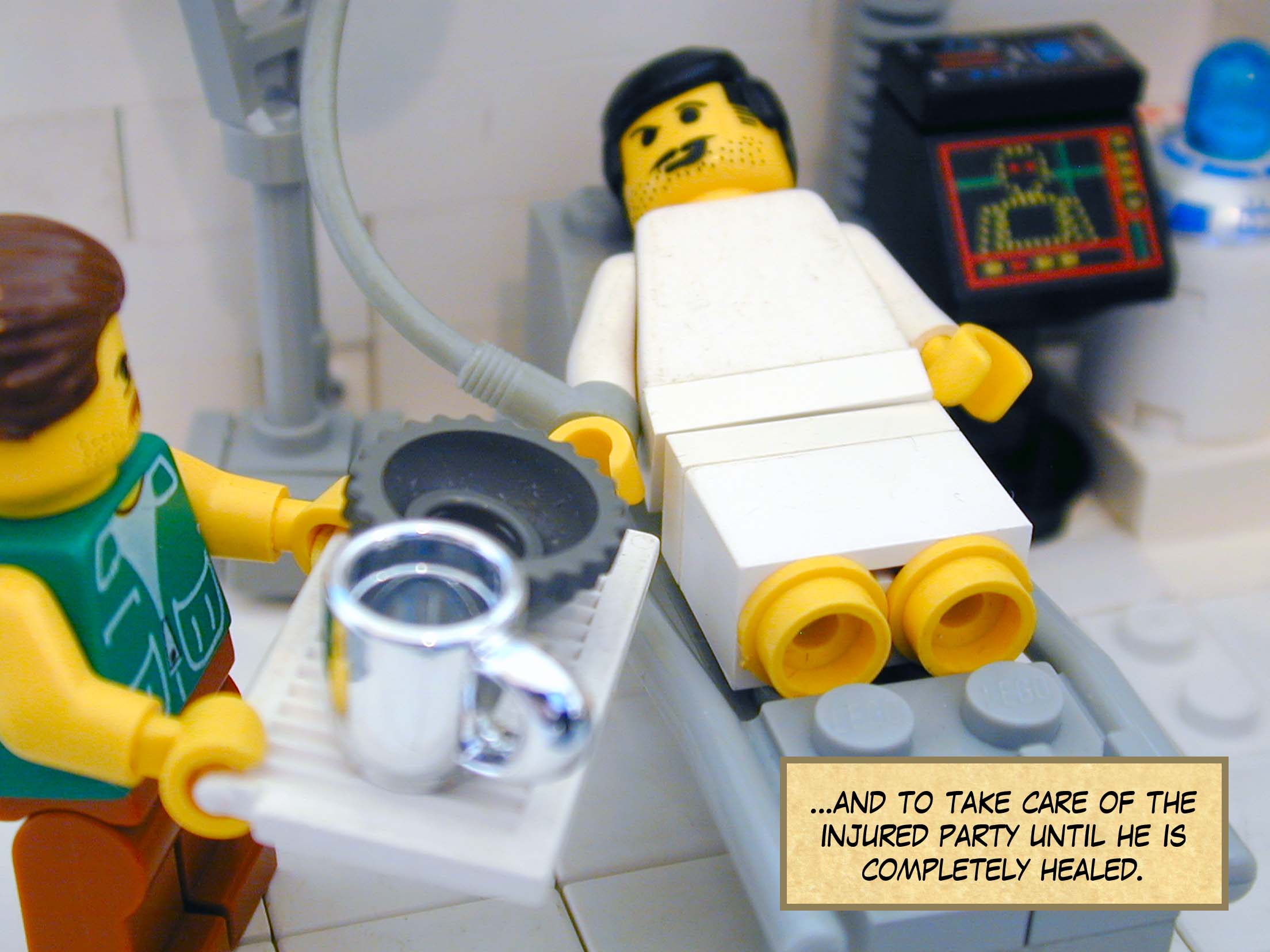 '...and to take care of the injured party until he is completely healed.'