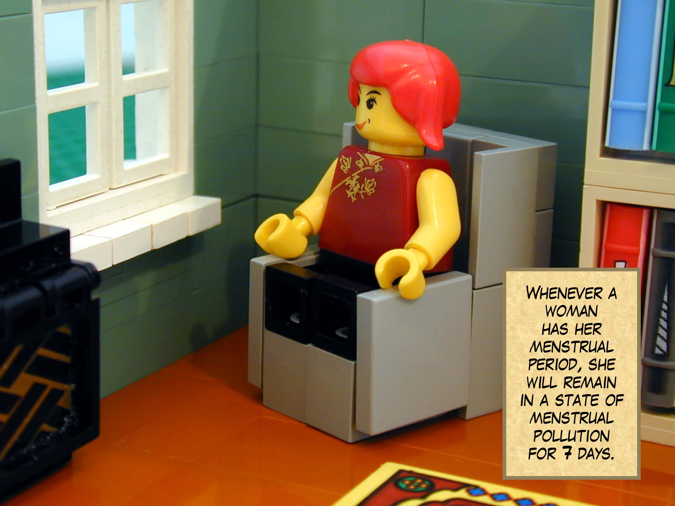 'Whenever a woman has her menstrual period, she will remain in a state of menstrual pollution for seven days.'