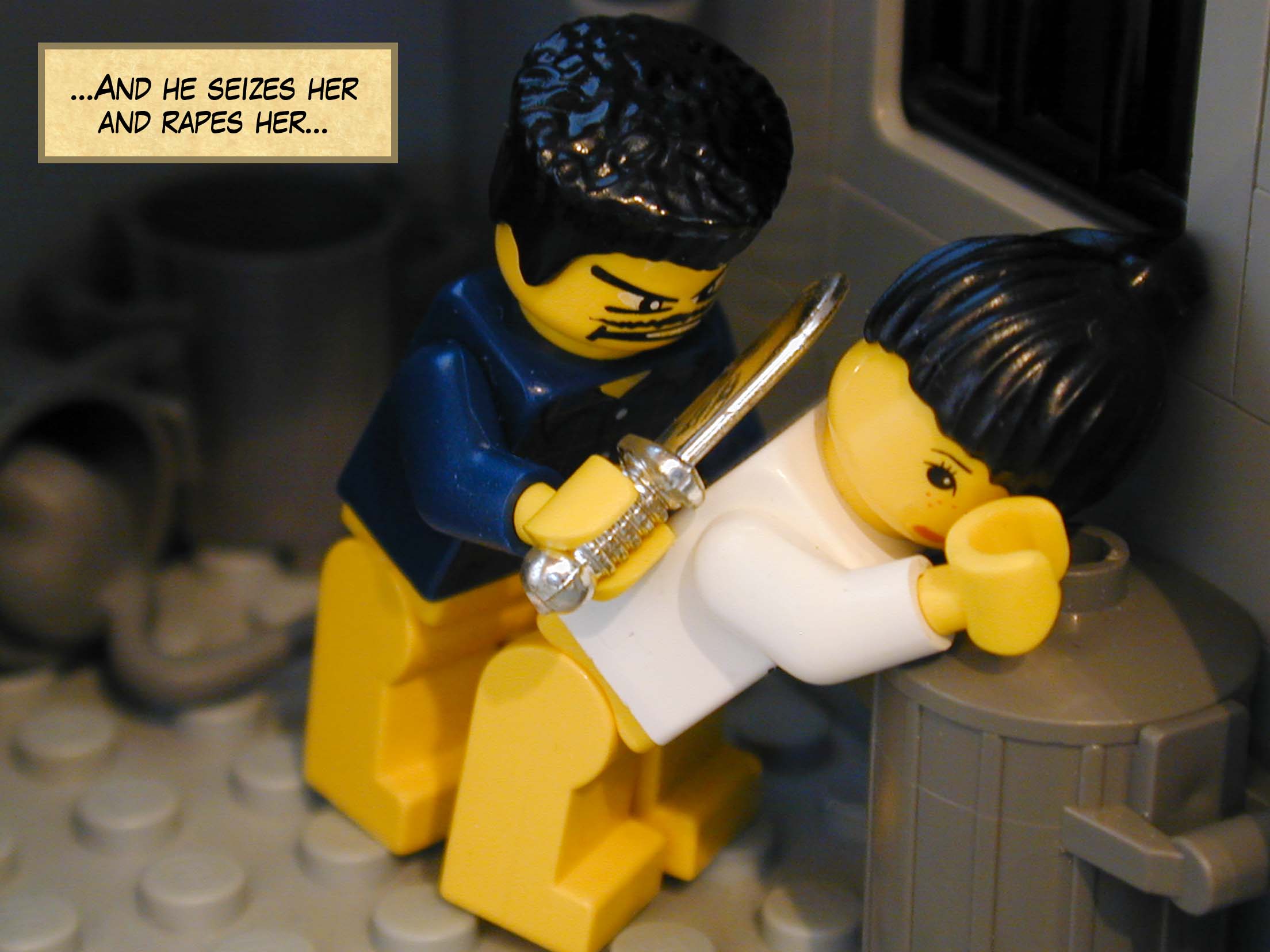 '...And he seizes her and rapes her...'