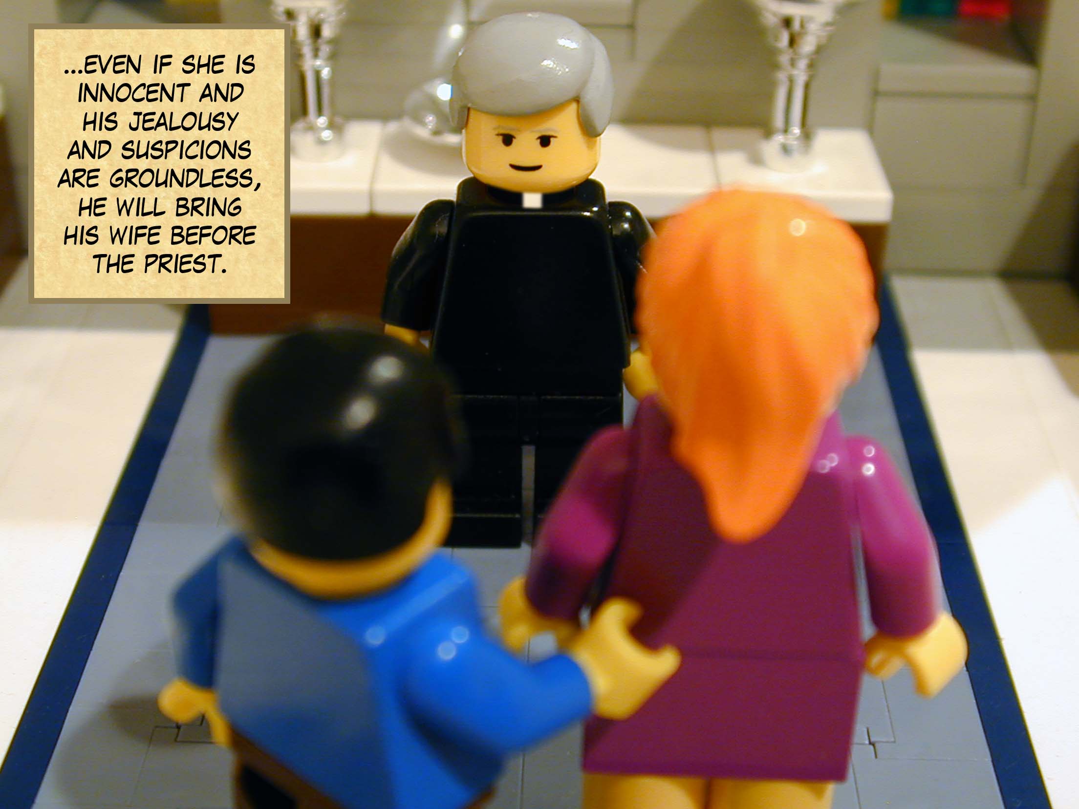 '...even if she is innocent and his jealousy and suspicions are groundless, he will bring his wife before the priest.'