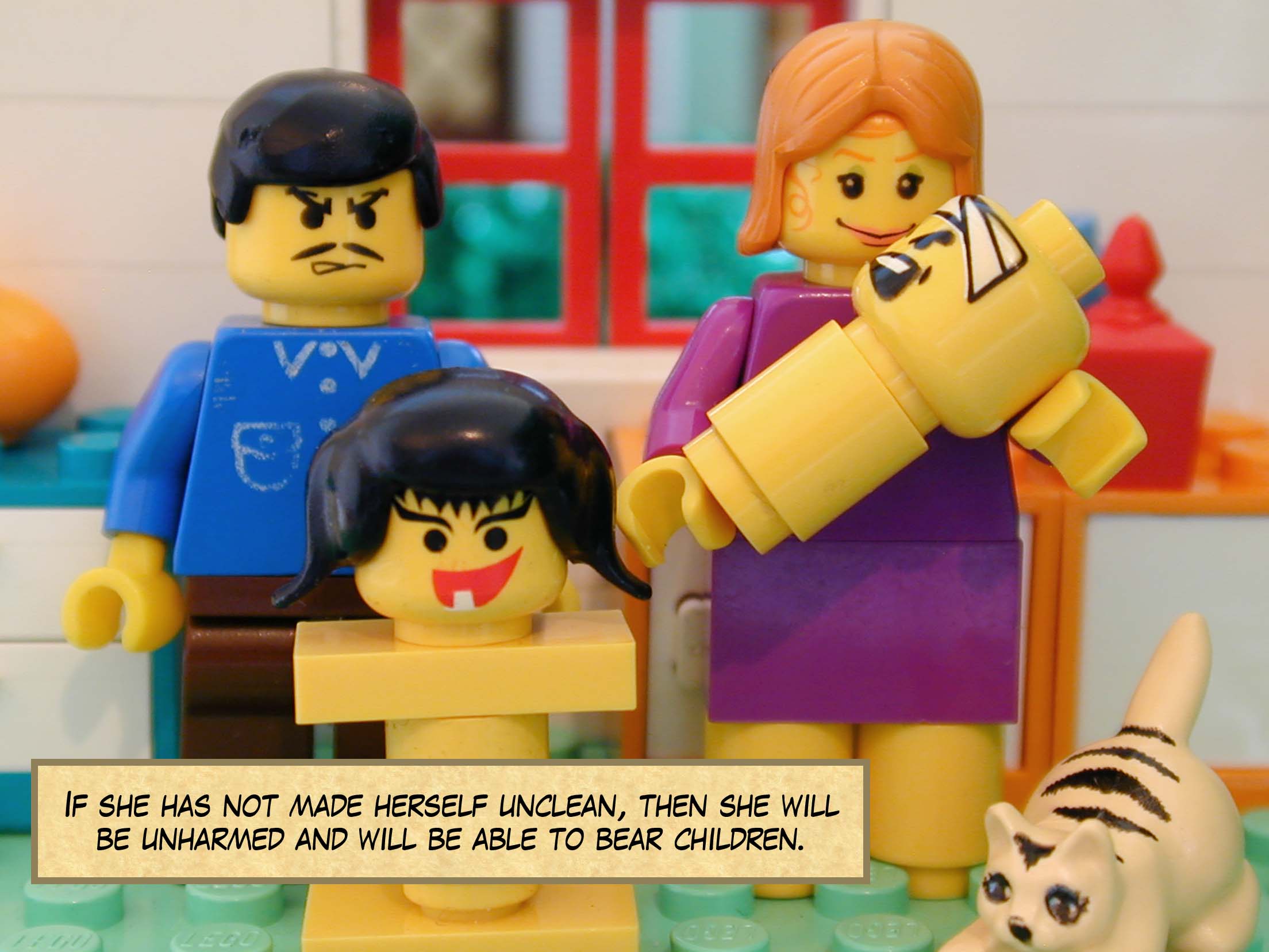 'If she has not made herself unclean, then she will be unharmed and will be able to bear children.'