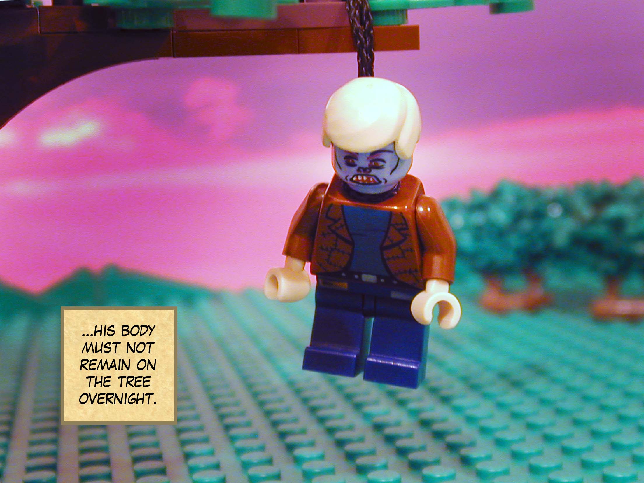 '...his body must not remain on the tree overnight.'