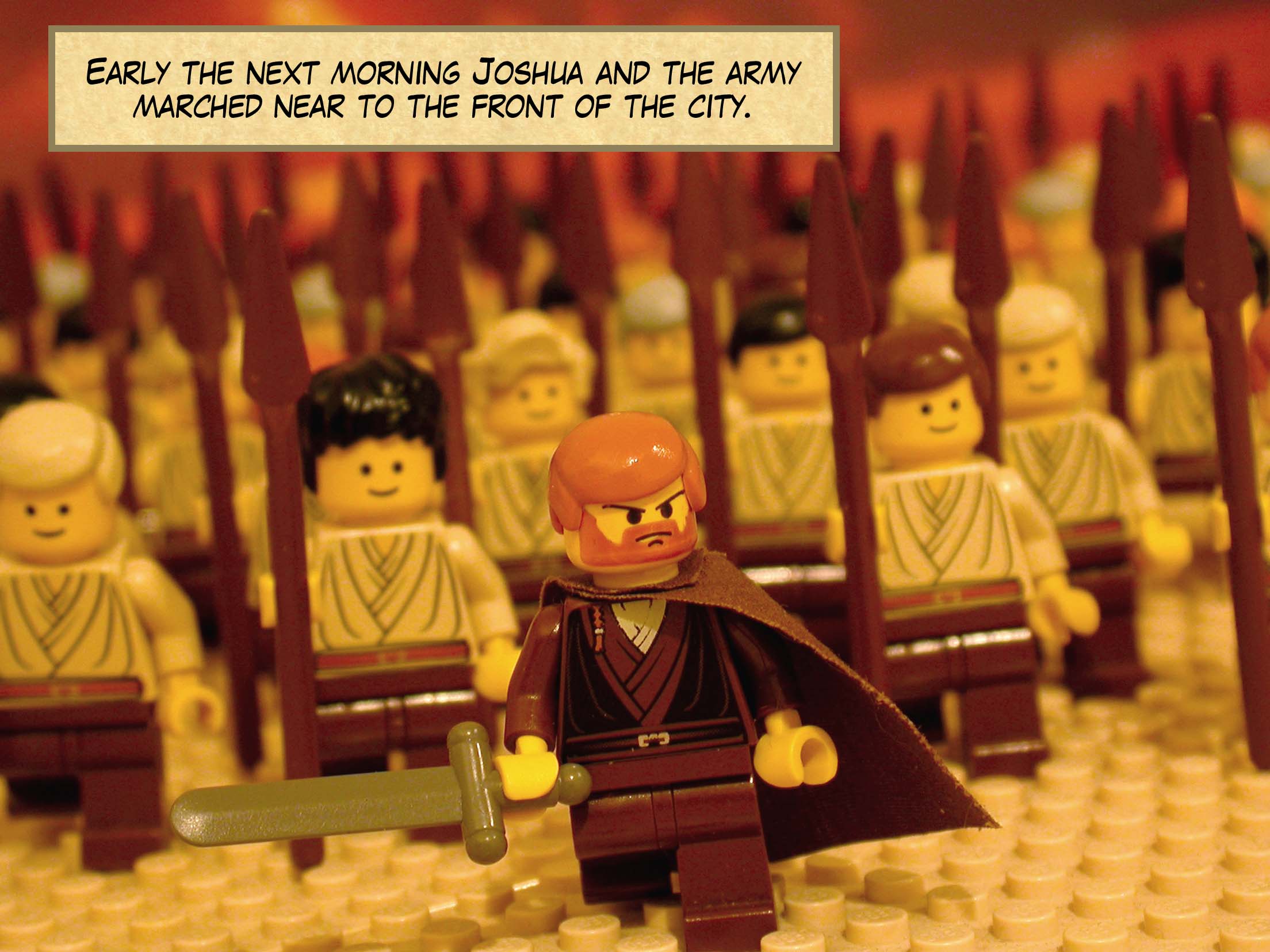 Early the next morning Joshua and the army marched near to the front of the city.