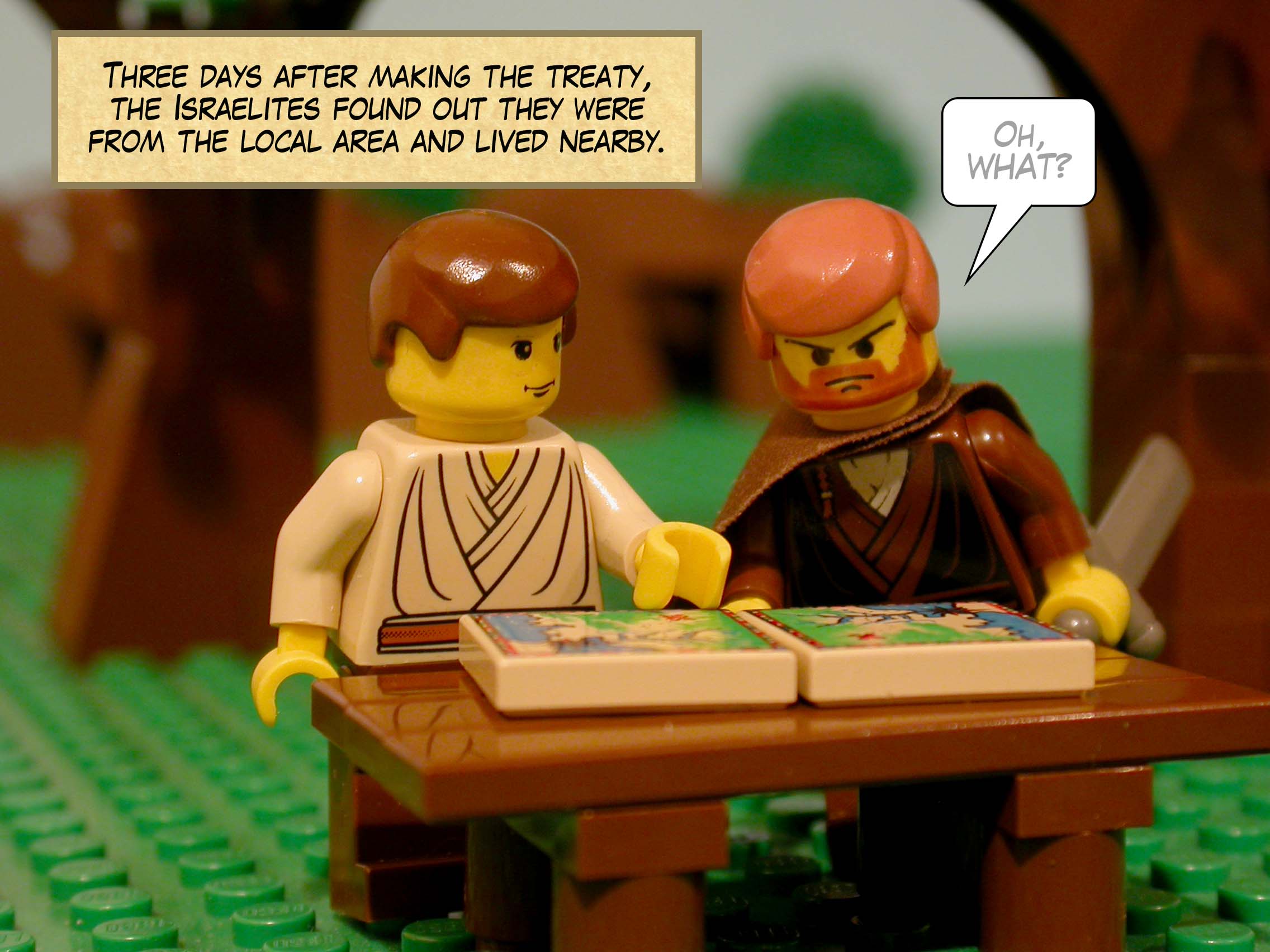 Three days after making the treaty, the Israelites found out they were from the local area and lived nearby.