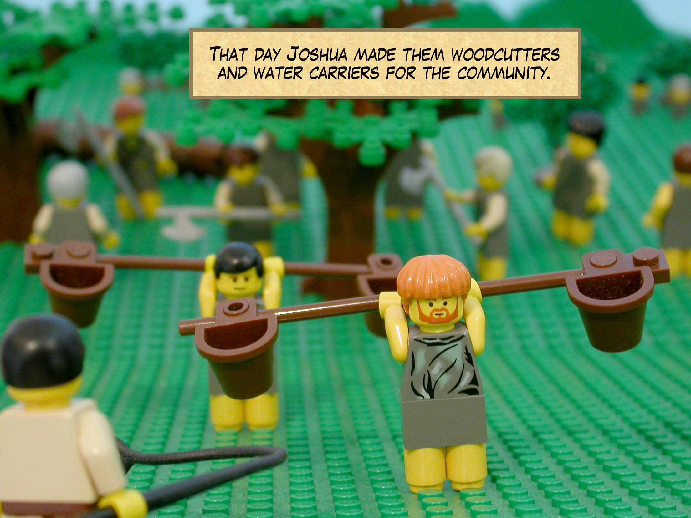 That day Joshua made them woodcutters and water carriers for the community.