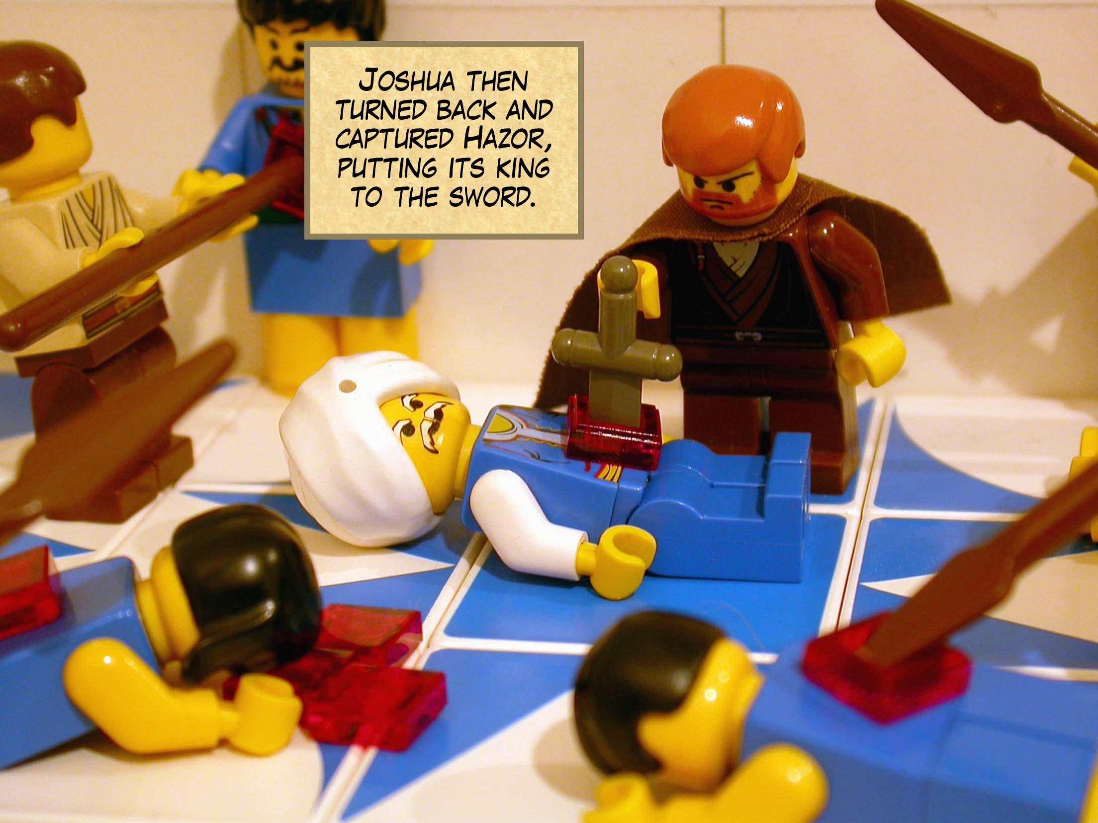 Joshua then turned back and captured Hazor, putting its king to the sword.