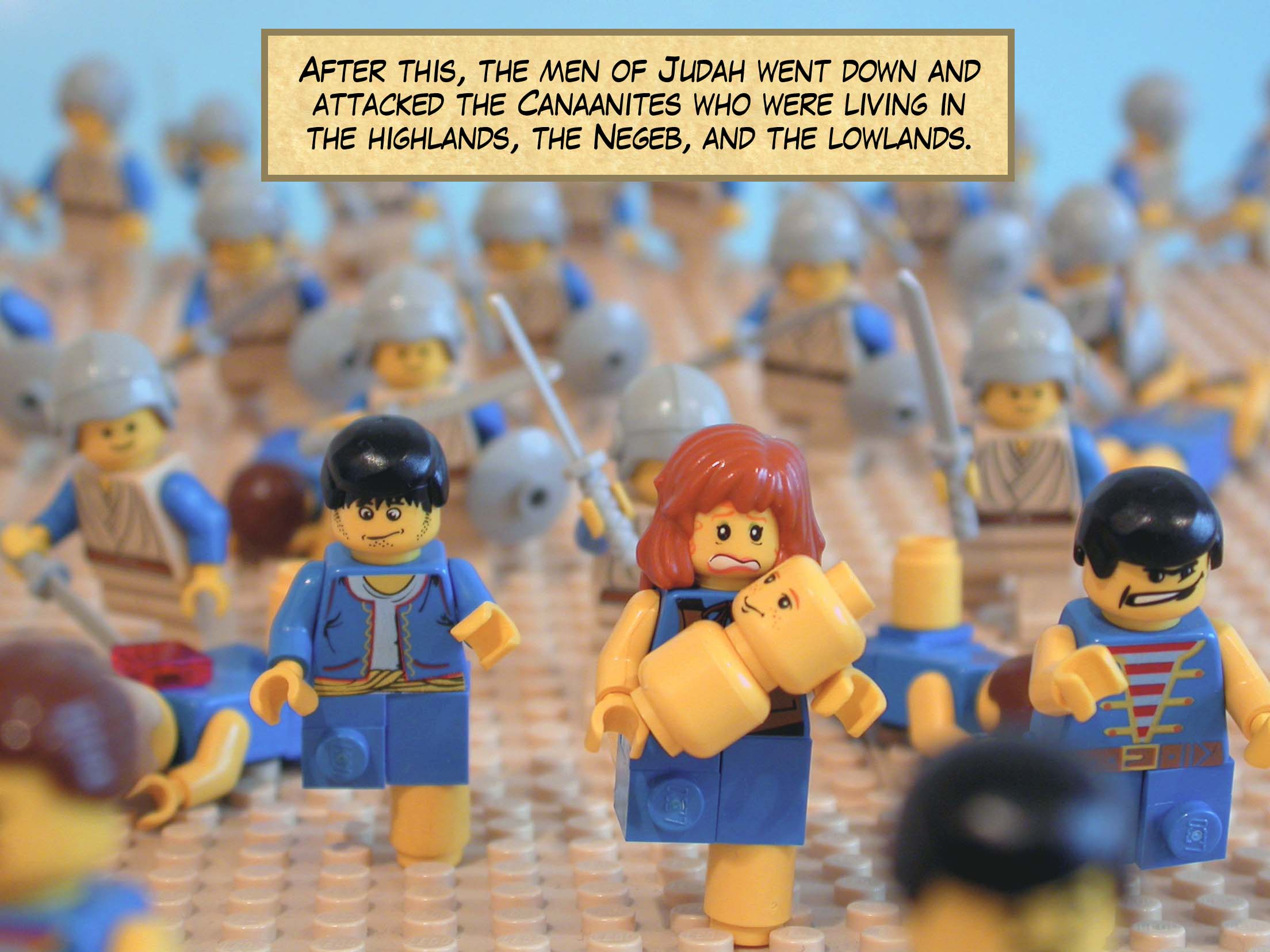 After this, the men of Judah went down and attacked the Canaanites who were living in the highlands, the Negeb, and the lowlands.