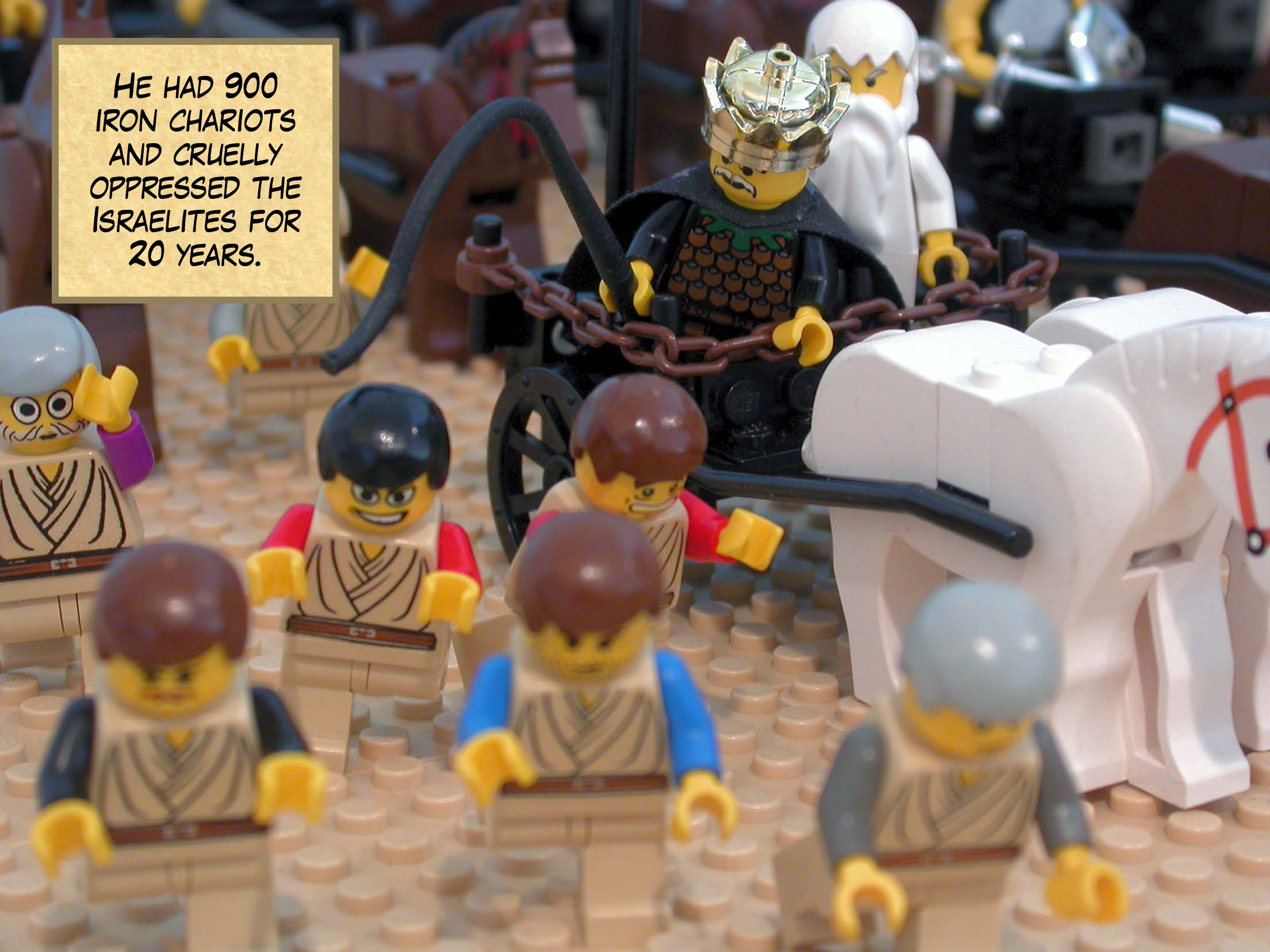 He had 900 iron chariots and cruelly oppressed the Israelites for twenty years.