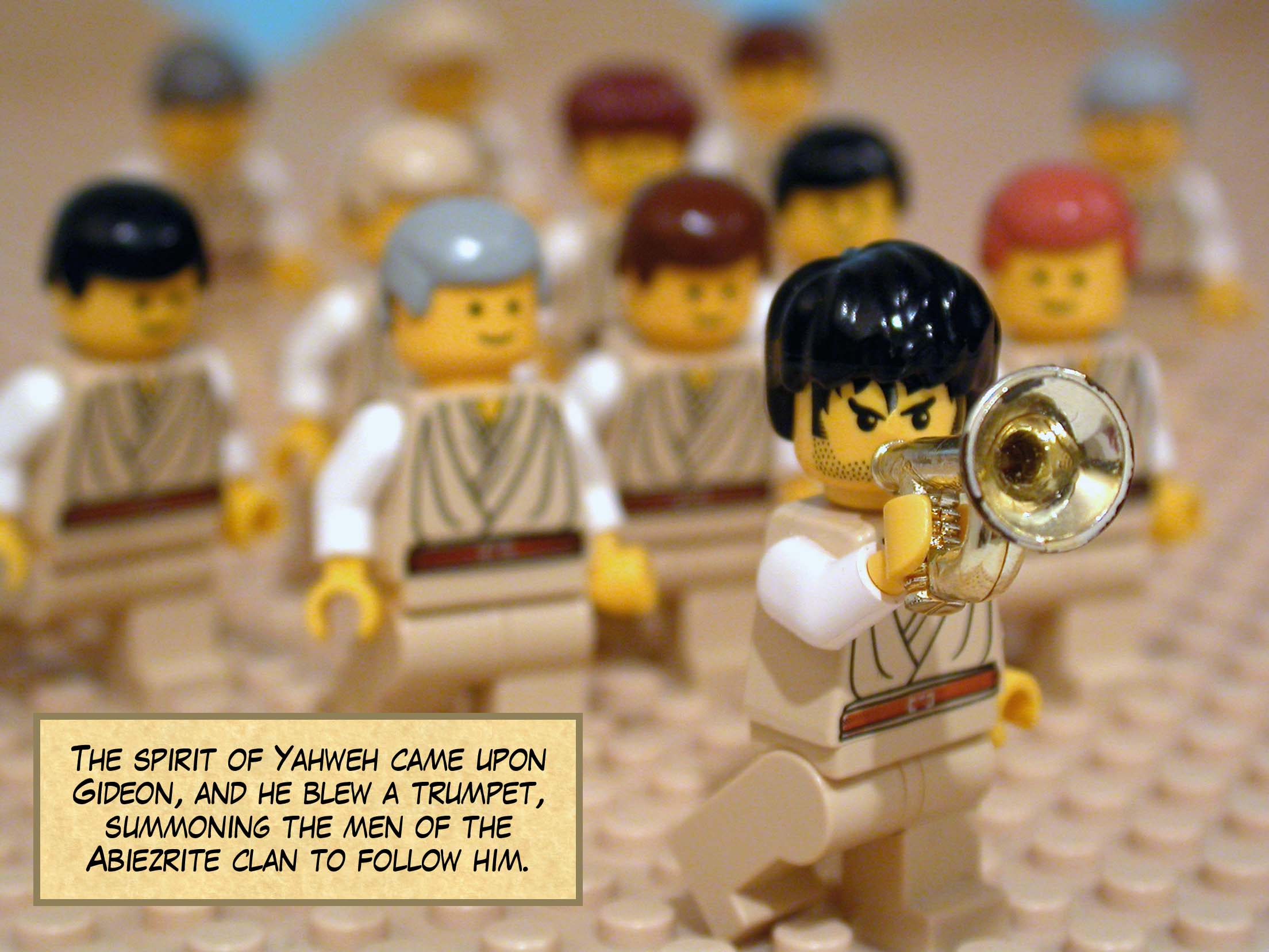 The spirit of Yahweh came upon Gideon, and he blew a trumpet, summoning the men of the Abiezrite clan to follow him.