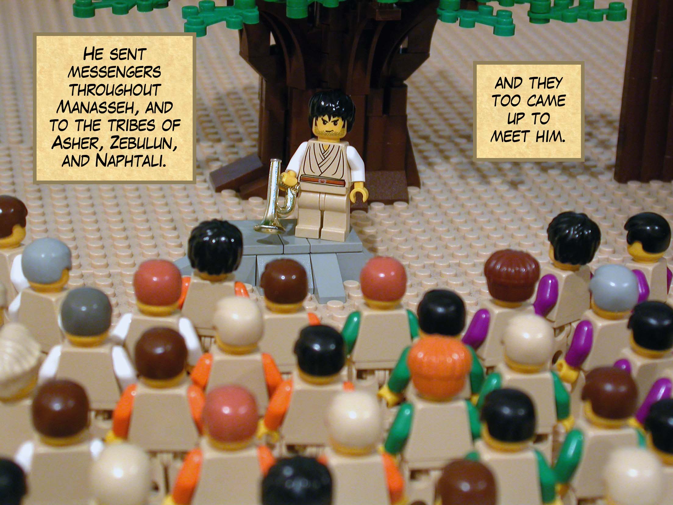 He sent messengers throughout Manasseh, and to the tribes of Asher, Zebulun, and Naphtali, and they too came up to meet him.