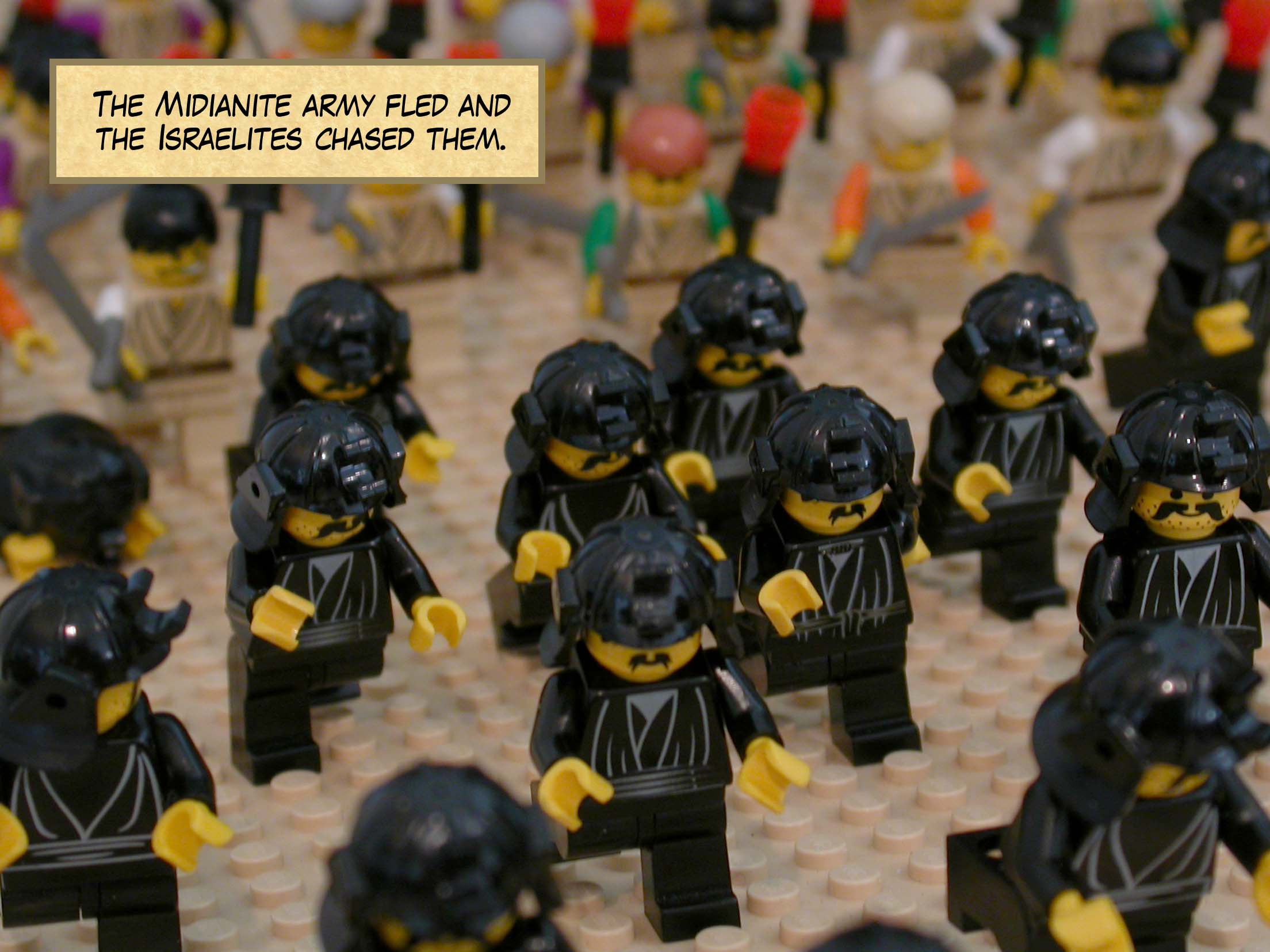 The army fled and the Israelites chased the Midianites.