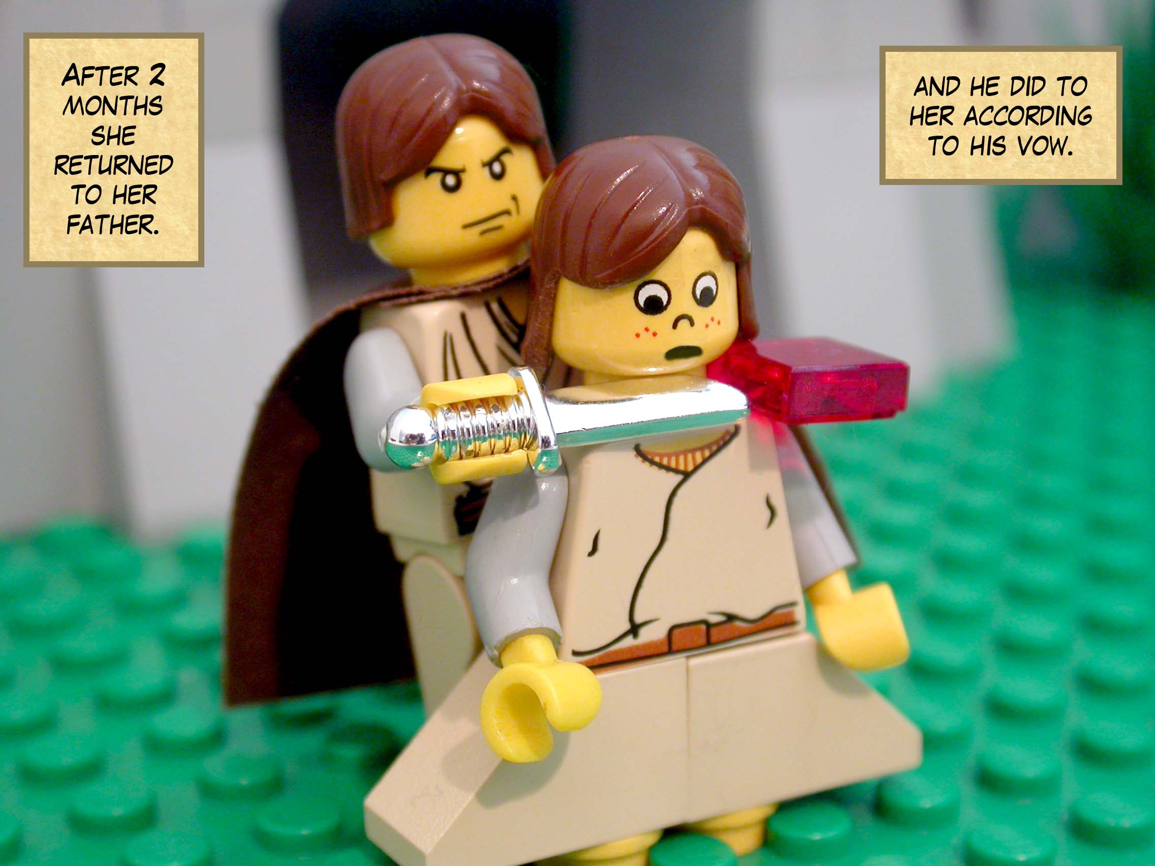 After two months she returned to her father, and he did to her according to his vow.