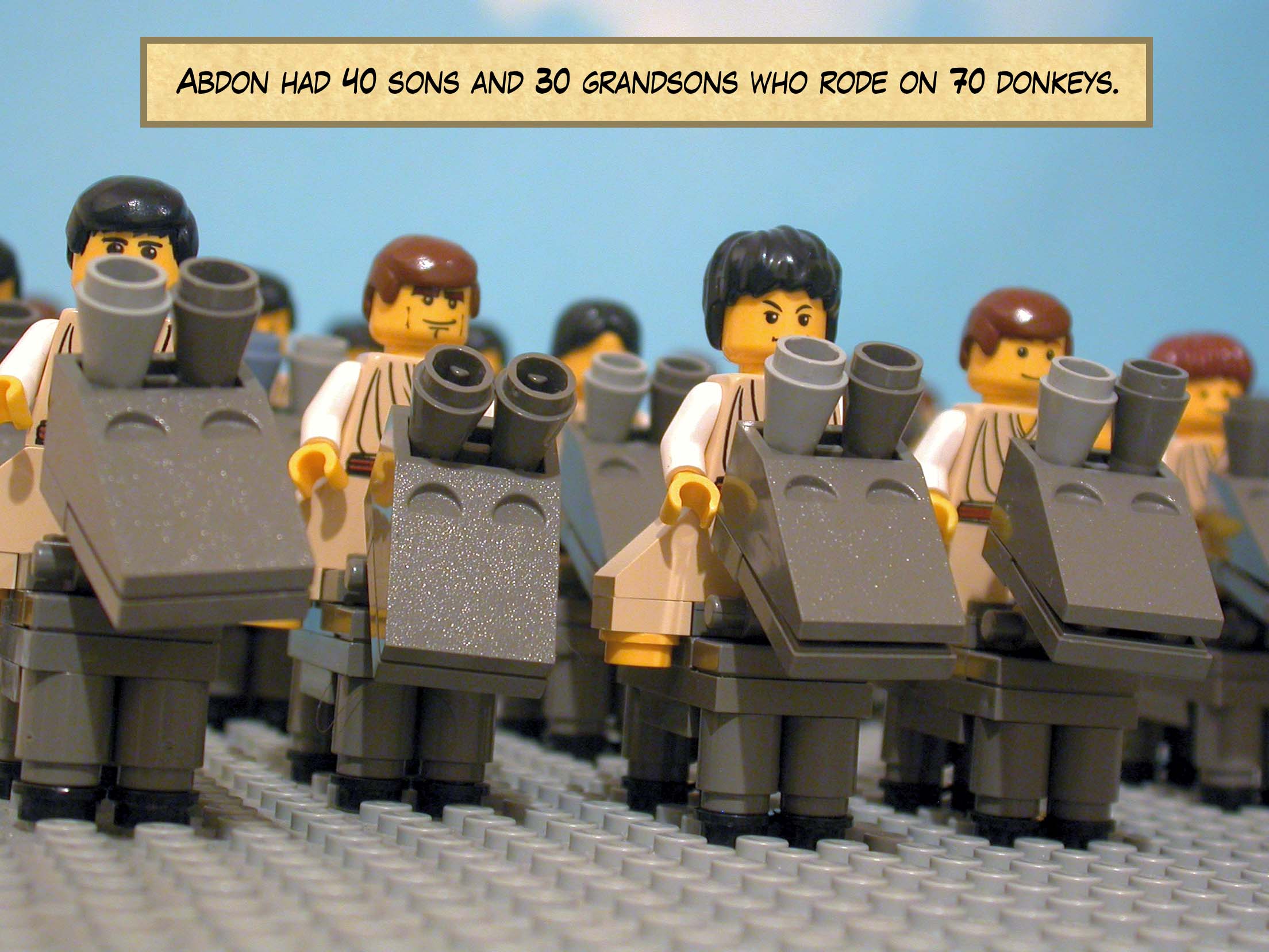 Abdon had forty sons and thirty grandsons who rode on seventy donkeys.