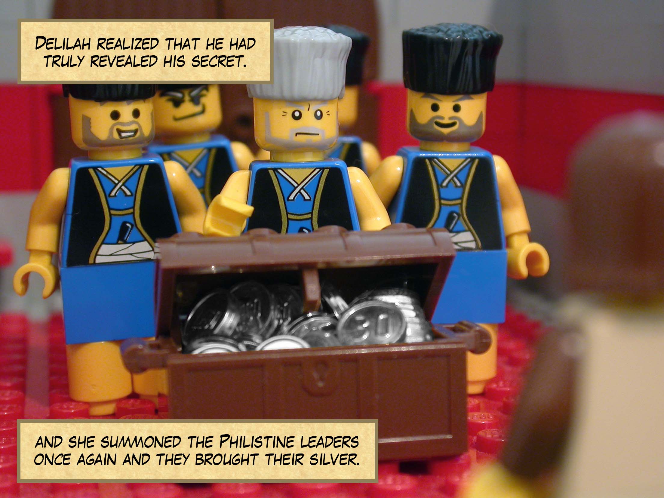 Delilah realized that he had truly revealed his secret, and she summoned the Philistine leaders once again and they brought their silver.