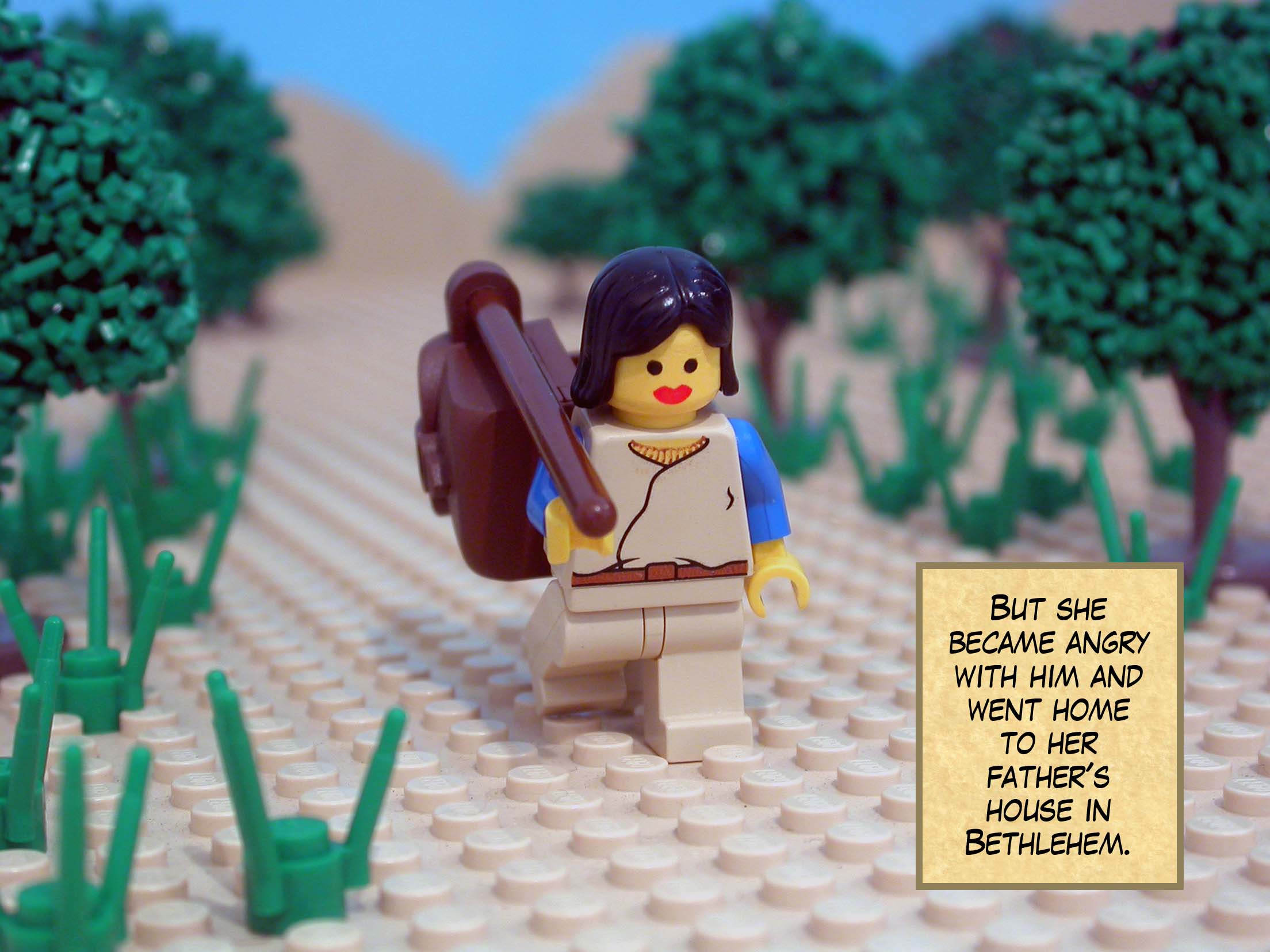 But she became angry with him and went home to her father's house in Bethlehem.