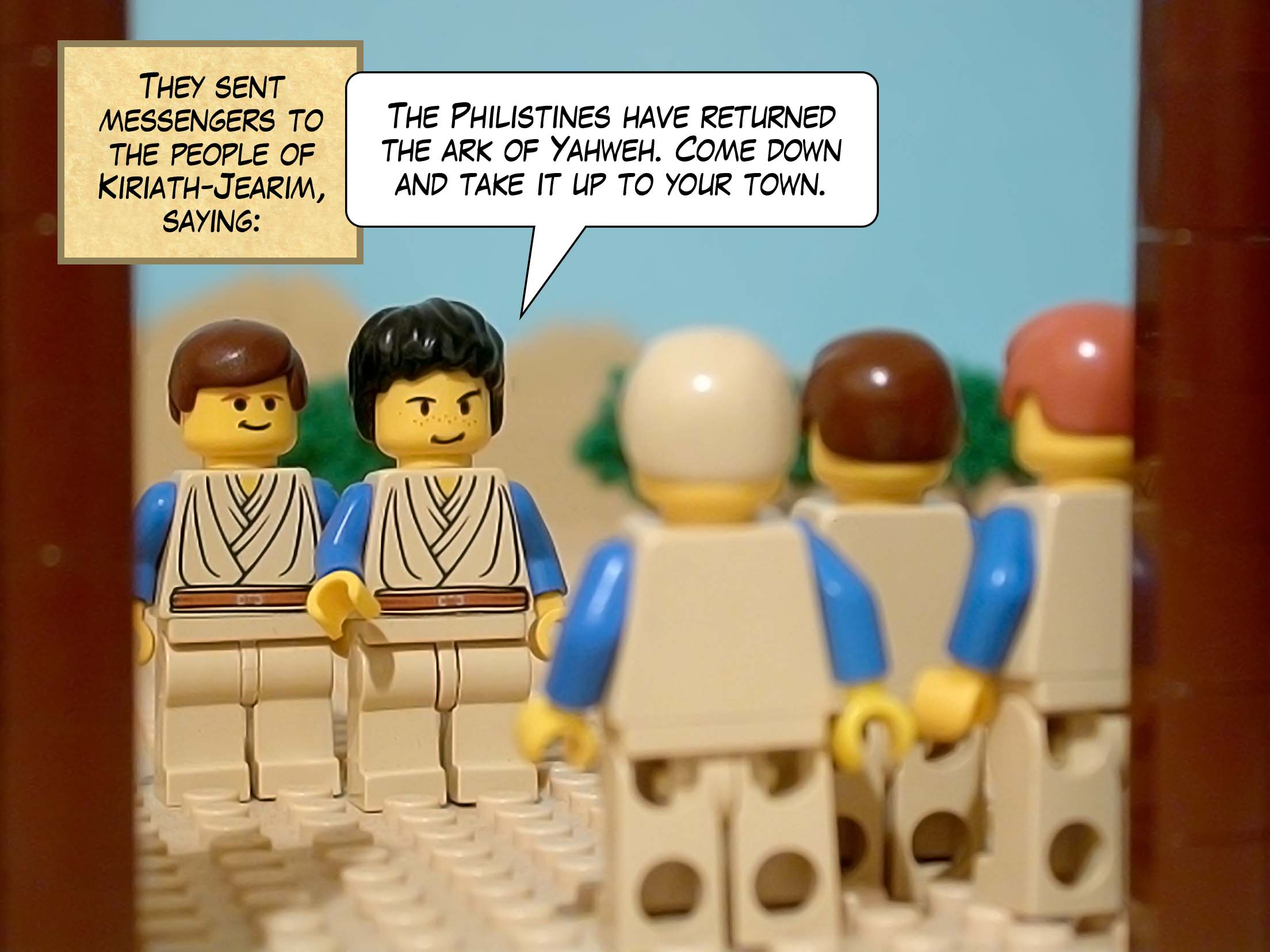 They sent messengers to the people of Kiriath-Jearim, saying, 'The Philistines have returned the ark of Yahweh. Come down and take it up to your town.'