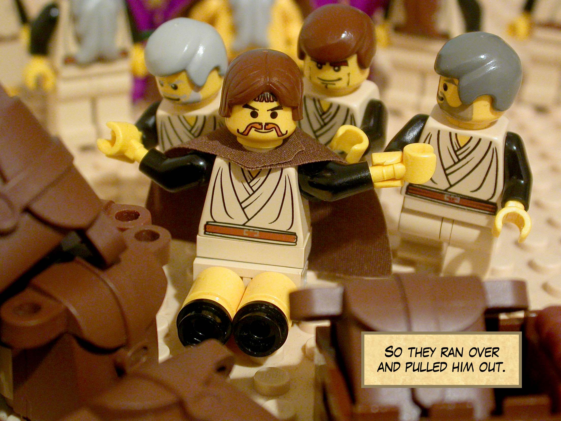 So they ran over and pulled him out.