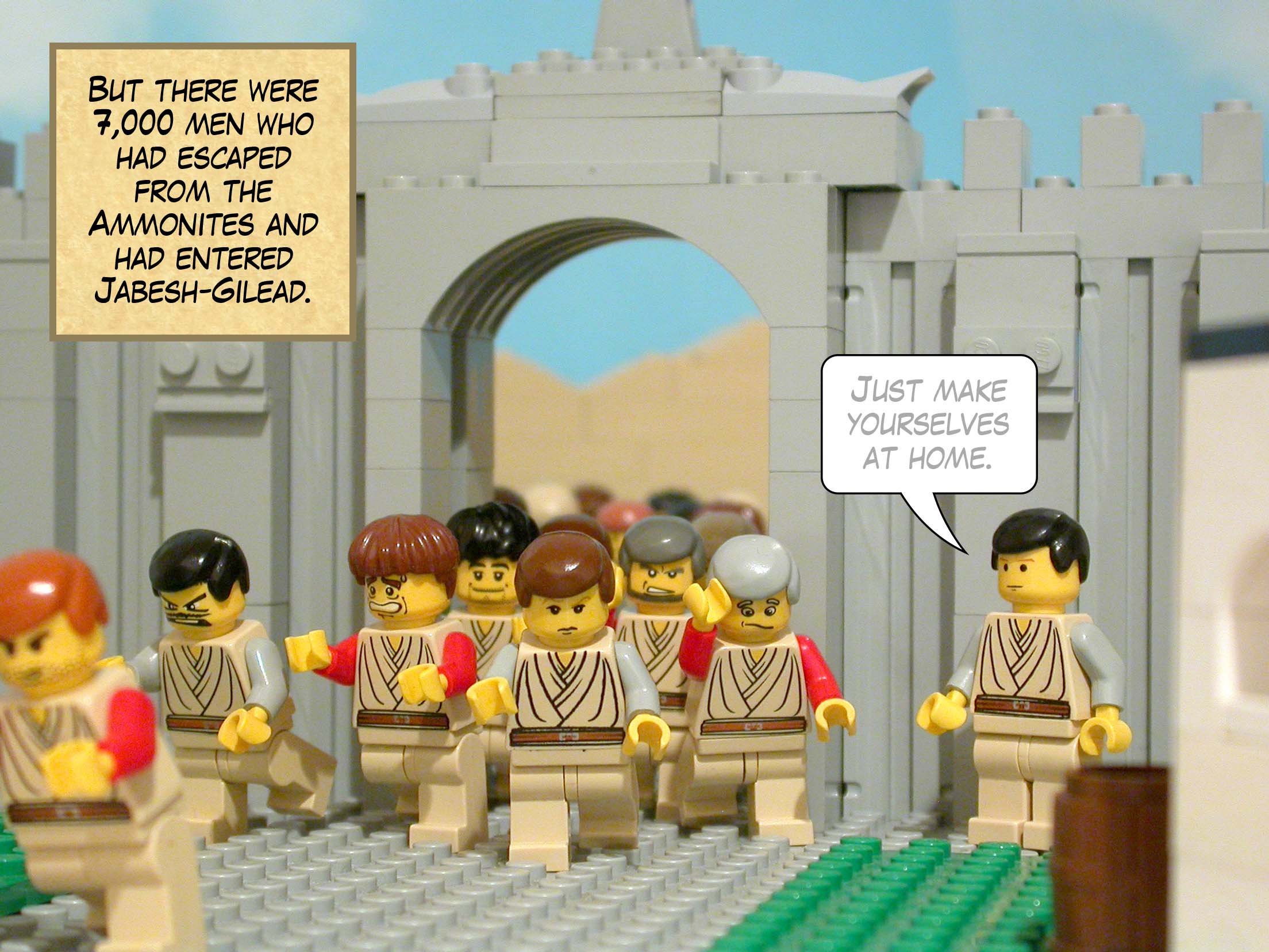 But there were seven thousand men who had escaped from the Ammonites and had entered Jabesh-Gilead.