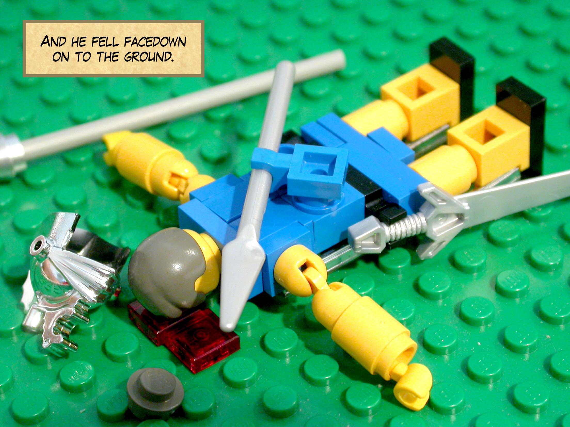 And he fell facedown on to the ground.