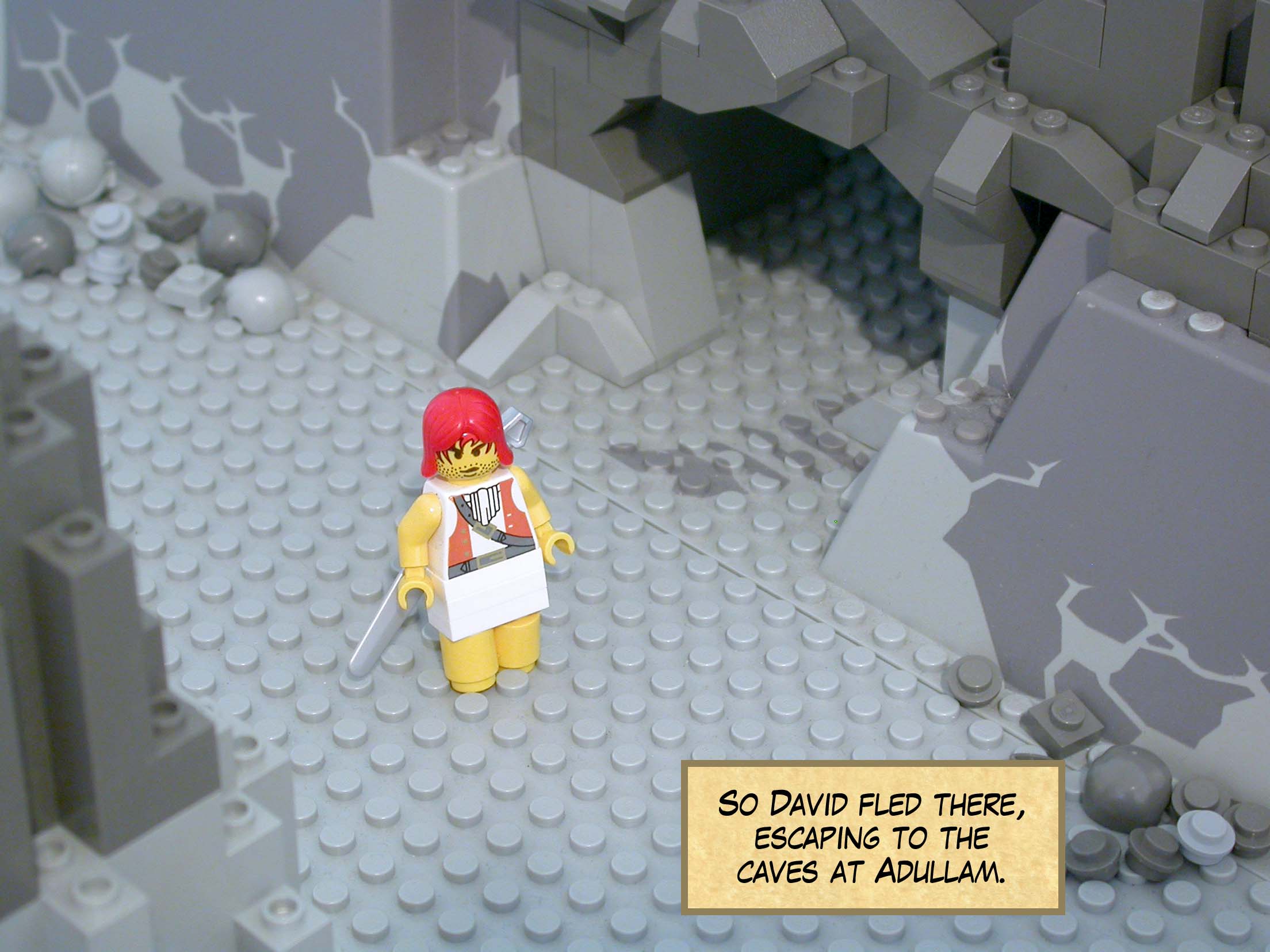 So David fled there, escaping to the caves at Adullam.