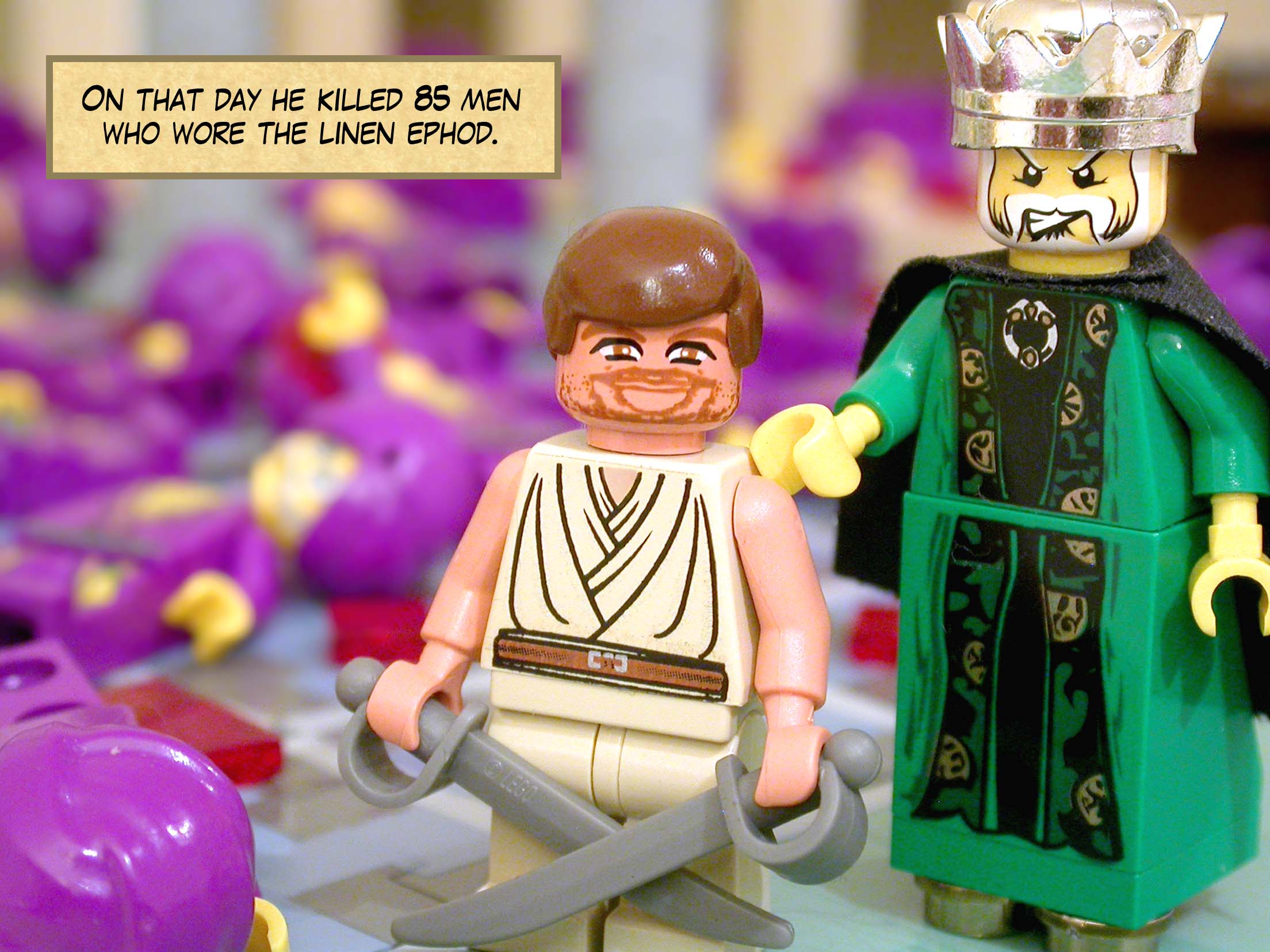 On that day he killed 85 men who wore the linen ephod.