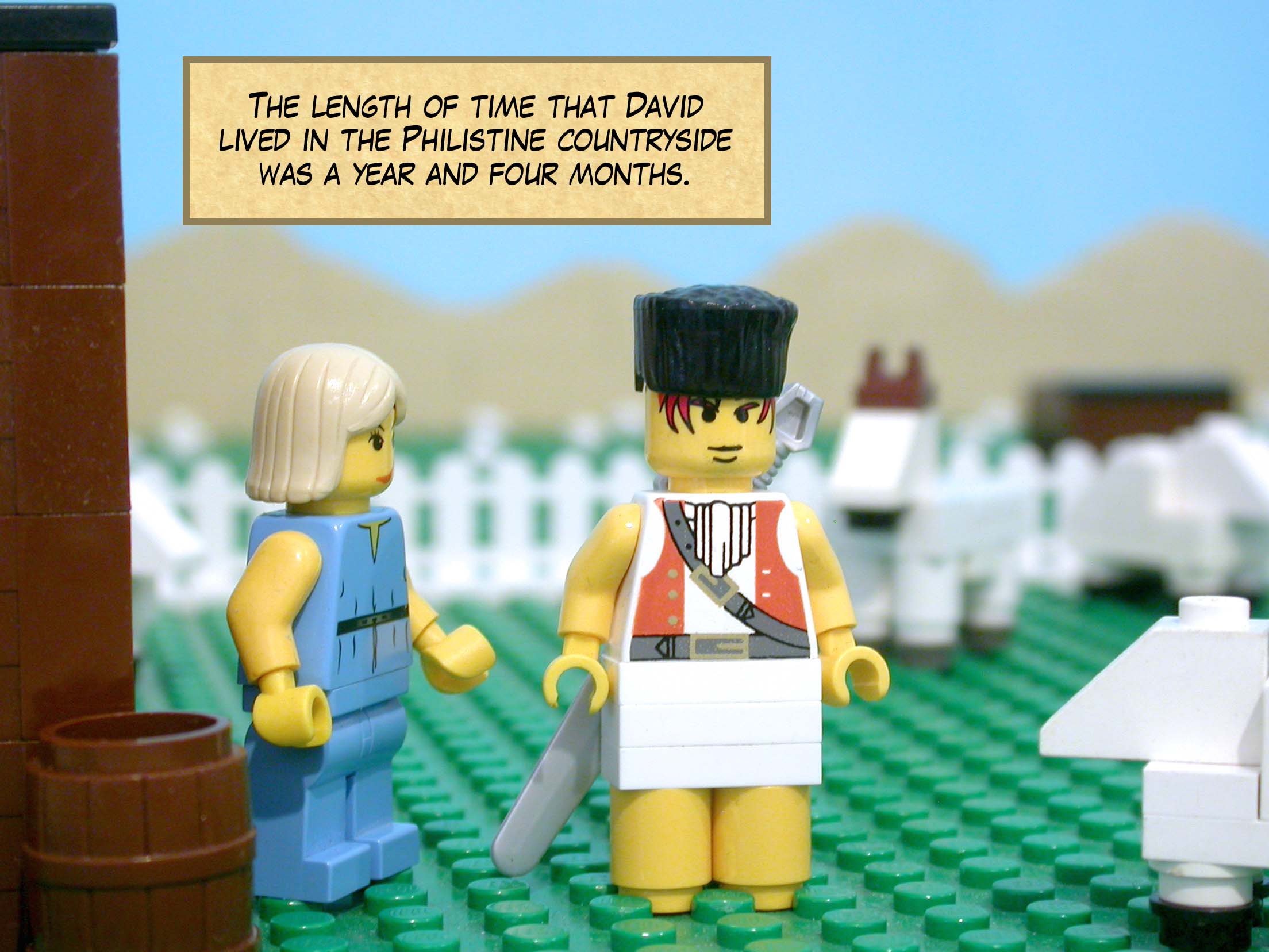 The length of time that David lived in the Philistine countryside was a year and four months.