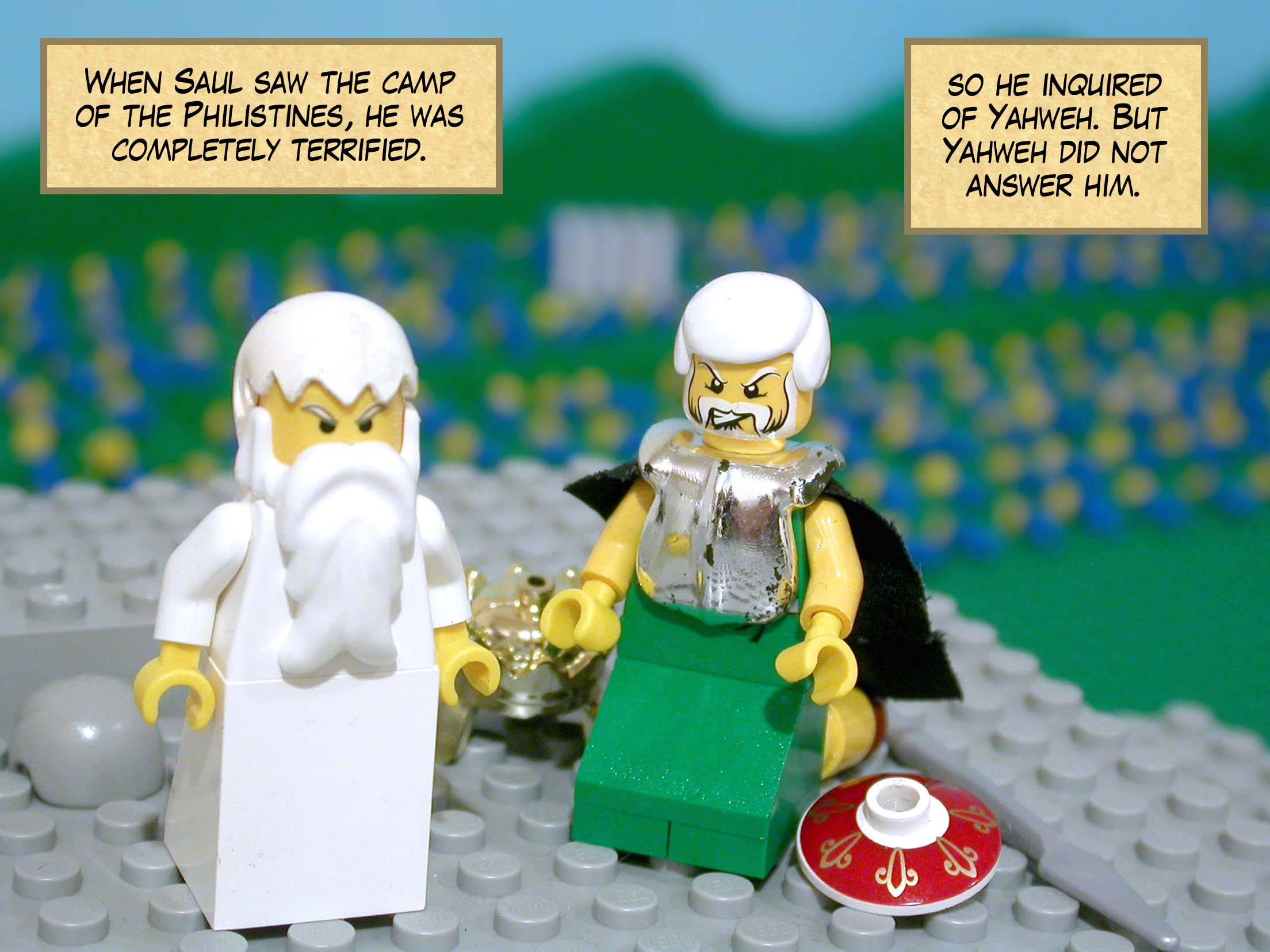 When Saul saw the camp of the Philistines, he was completely terrified, so he inquired of Yahweh. But Yahweh did not answer him.