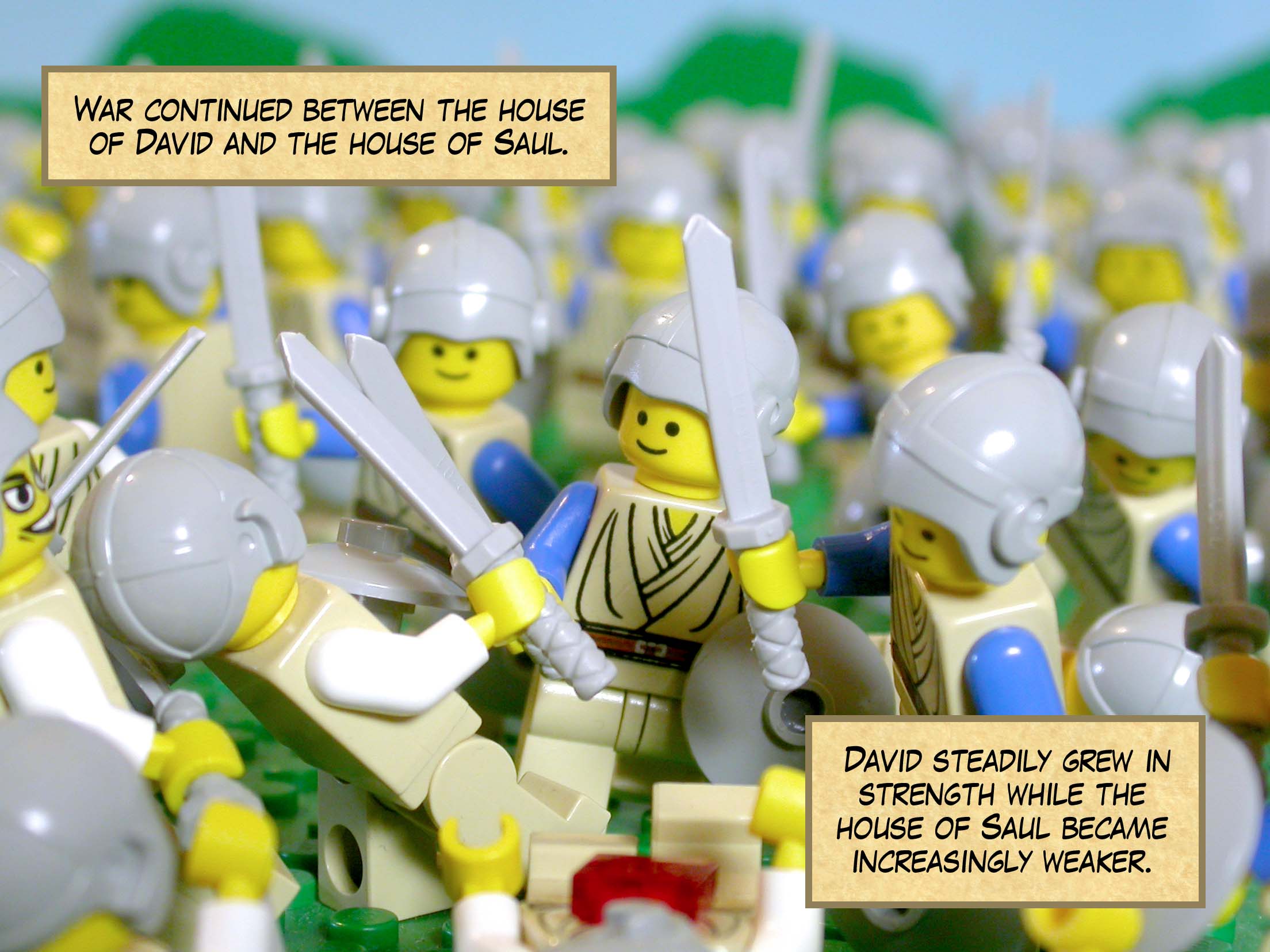 War continued between the house of David and the house of Saul. David steadily grew in strength while the house of Saul became increasingly weaker.