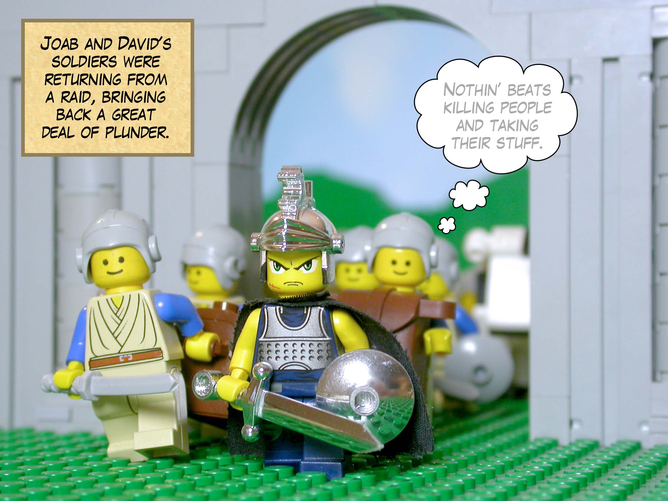 Joab and David's soldiers were returning from a raid, bringing back a great deal of plunder.