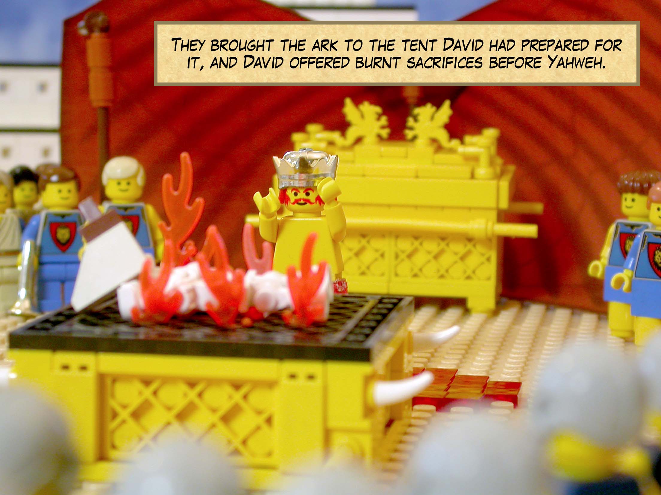 They brought the ark to the tent David had prepared for it, and David offered burnt sacrifices before Yahweh.