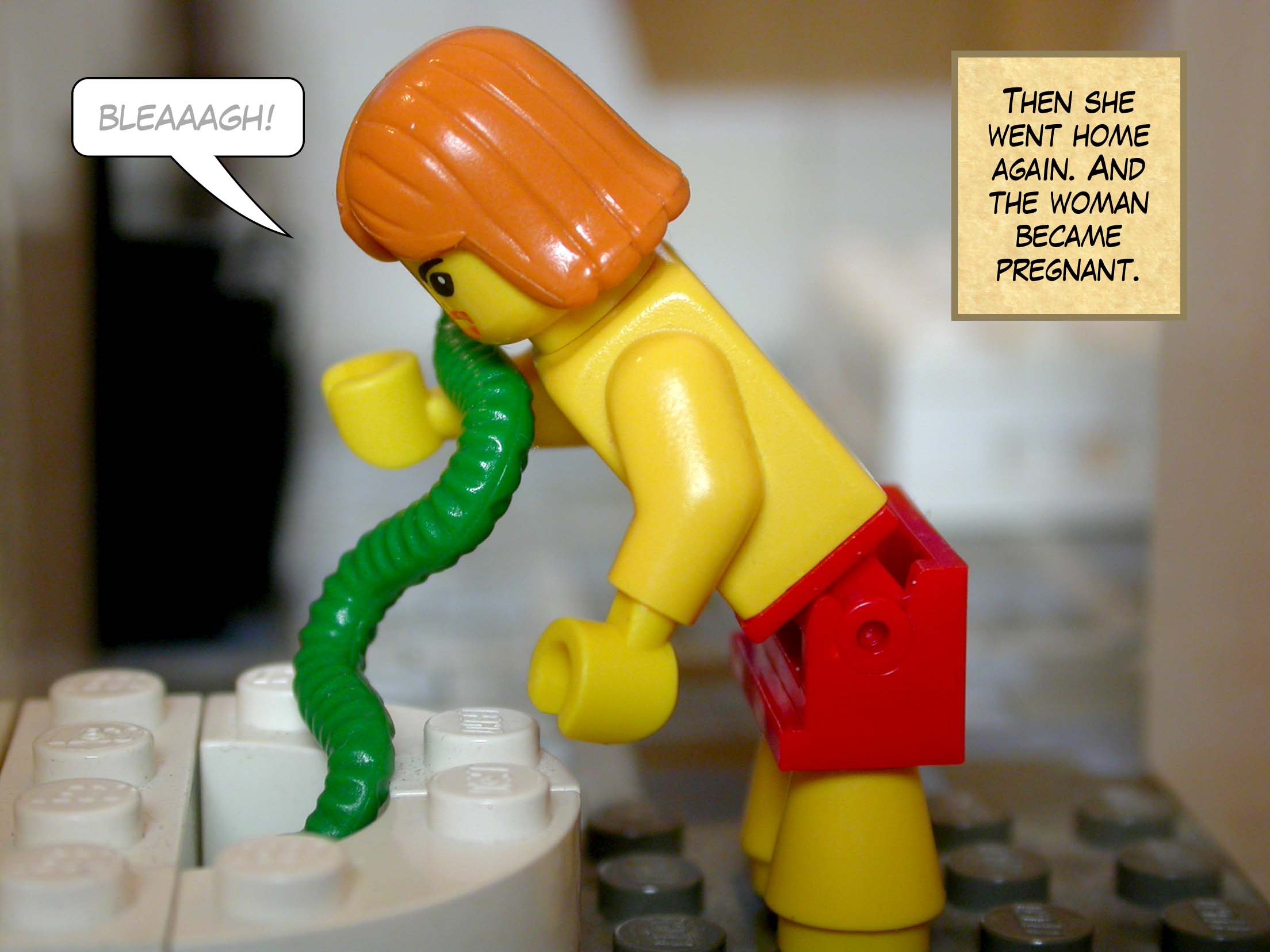 Then she went home again. And the woman became pregnant.