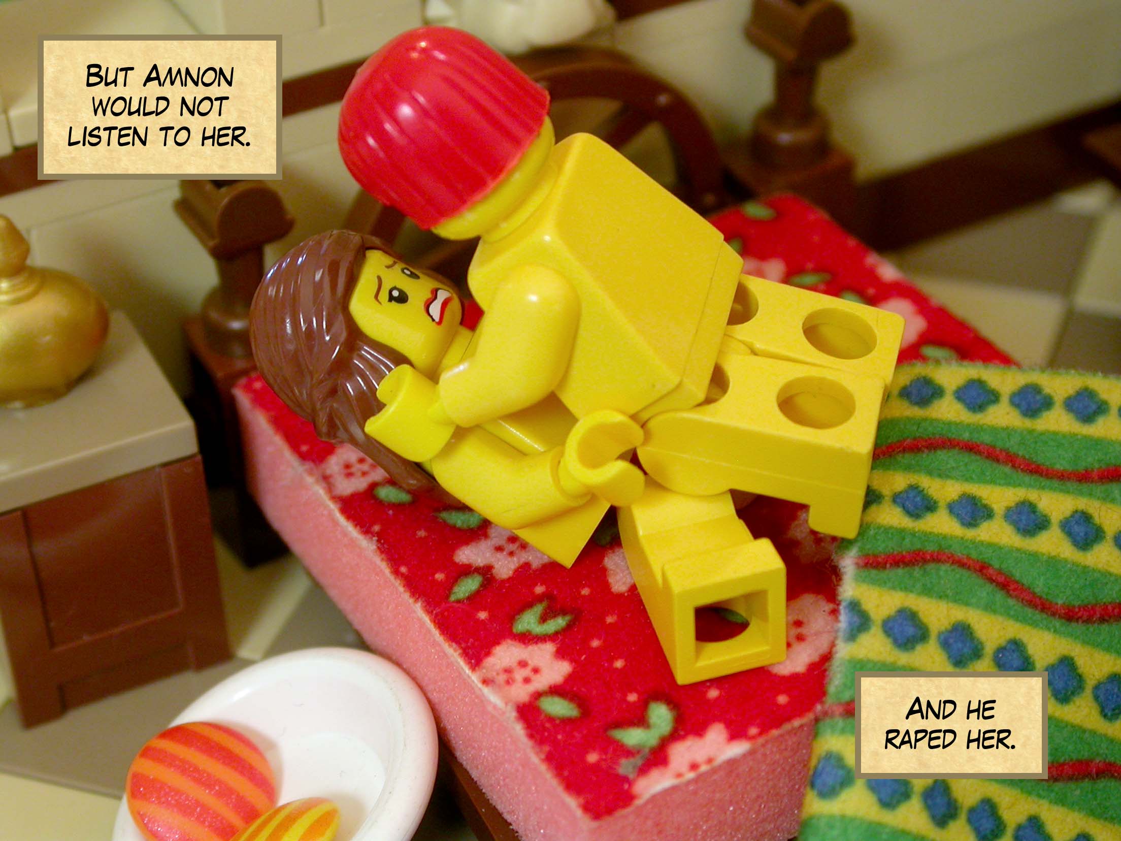 But Amnon would not listen to her. And he raped her.