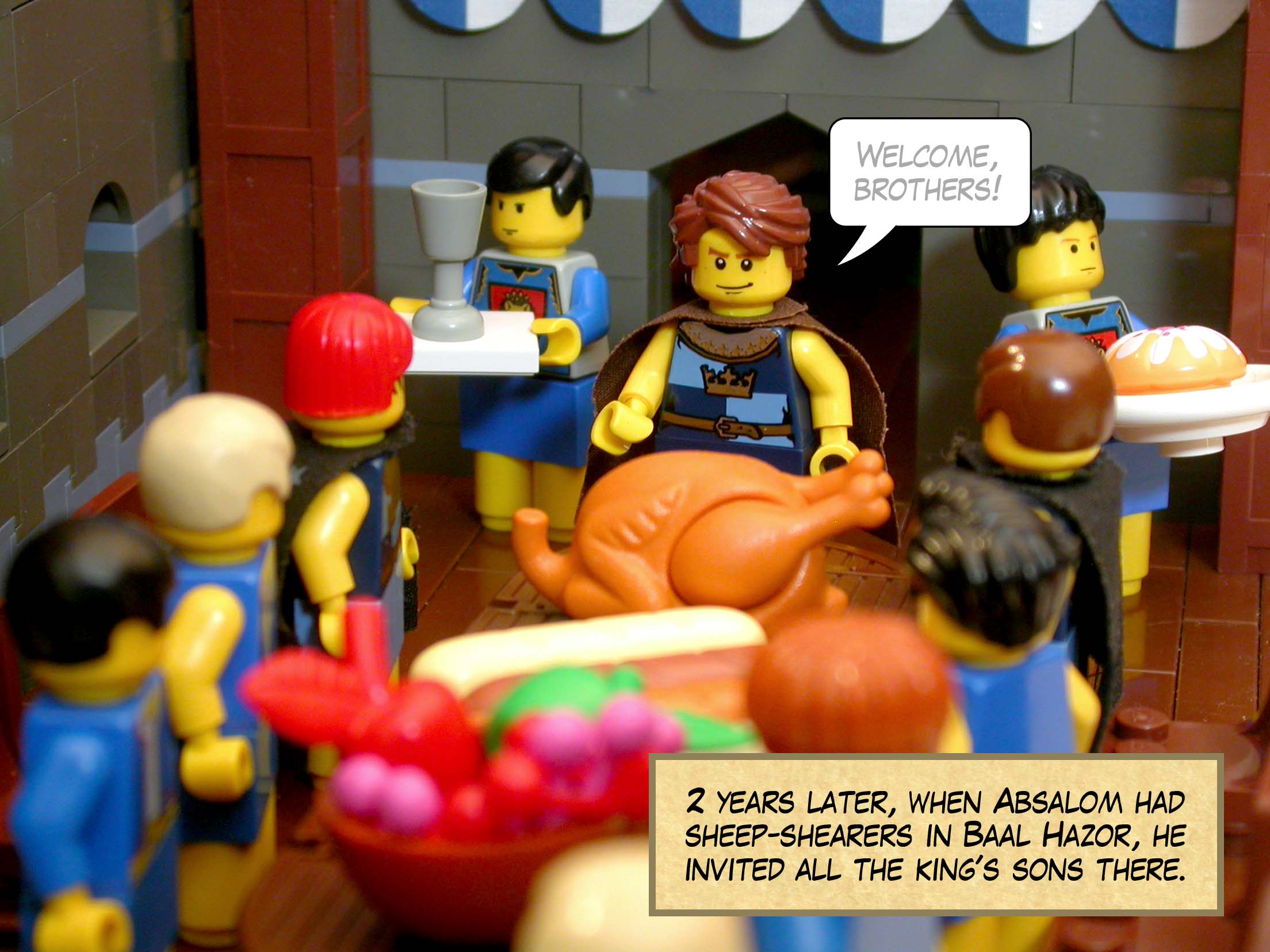 Two years later, when Absalom had sheep-shearers in Baal Hazor, he invited all the king's sons there.