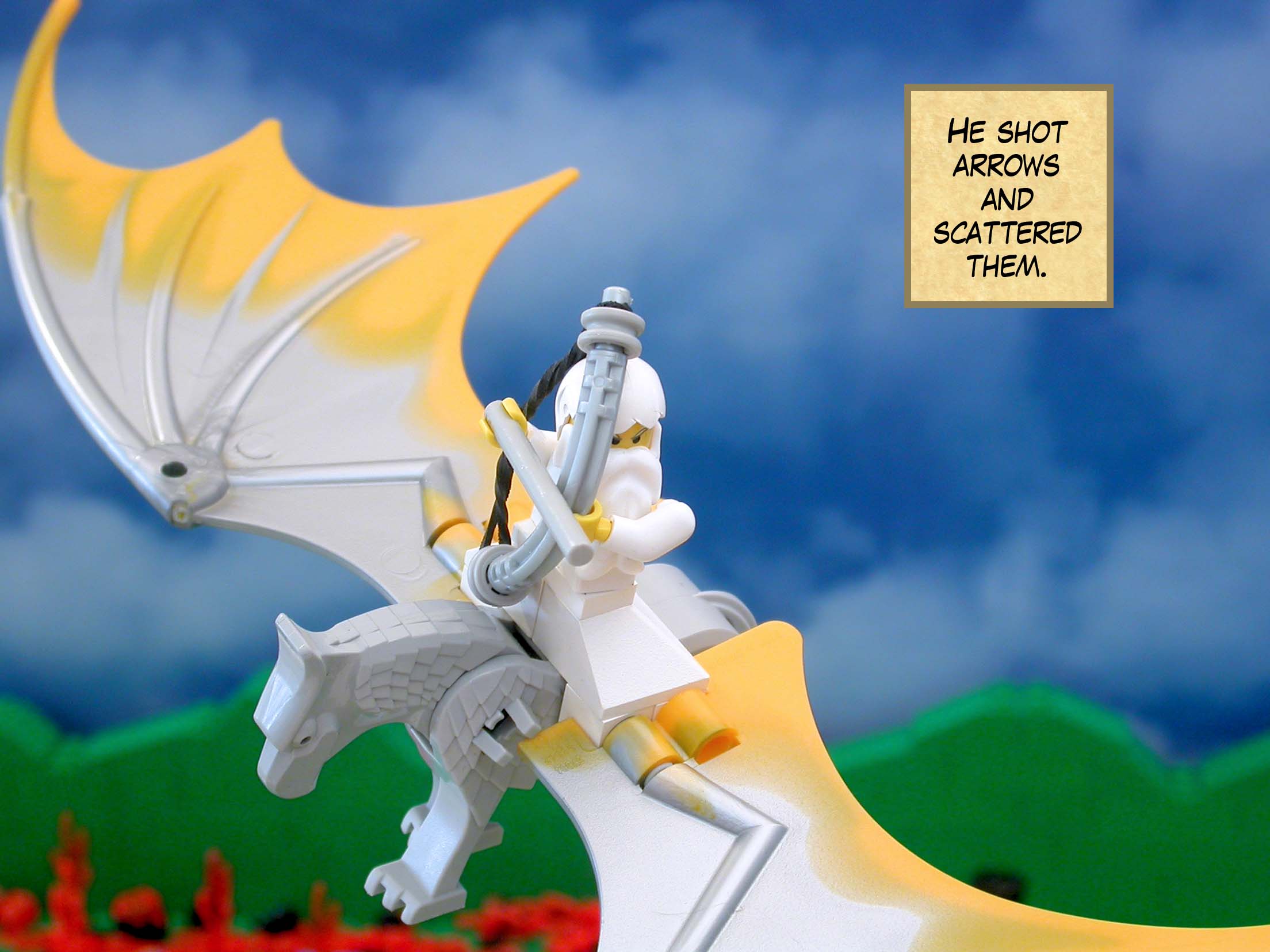 'He shot arrows and scattered them.'