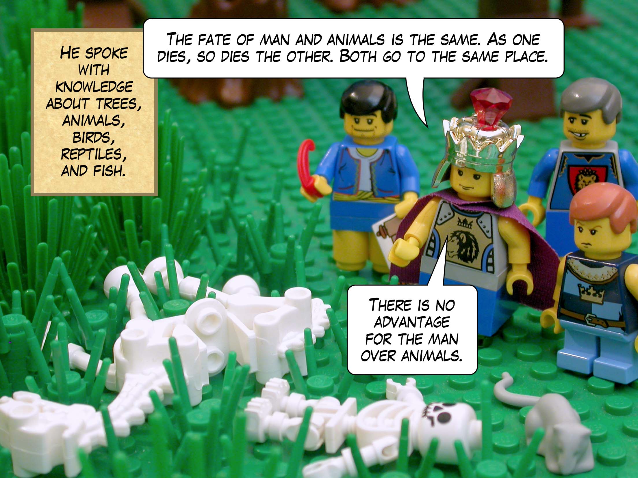 He spoke knowledgeably about trees, animals, birds, reptiles, and fish.