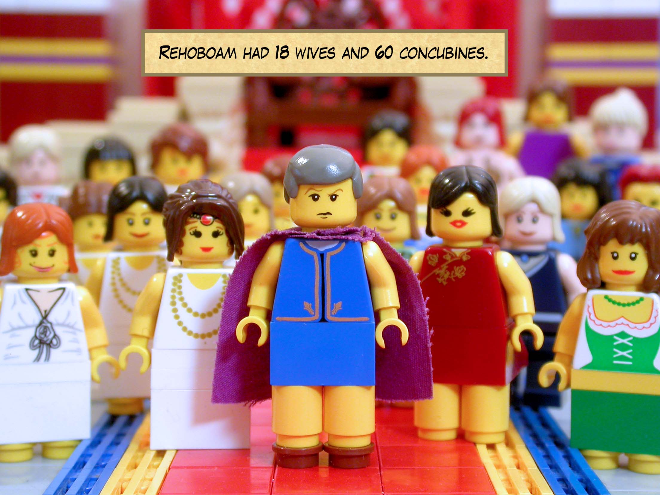 Rehoboam had 18 wives and 60 concubines.