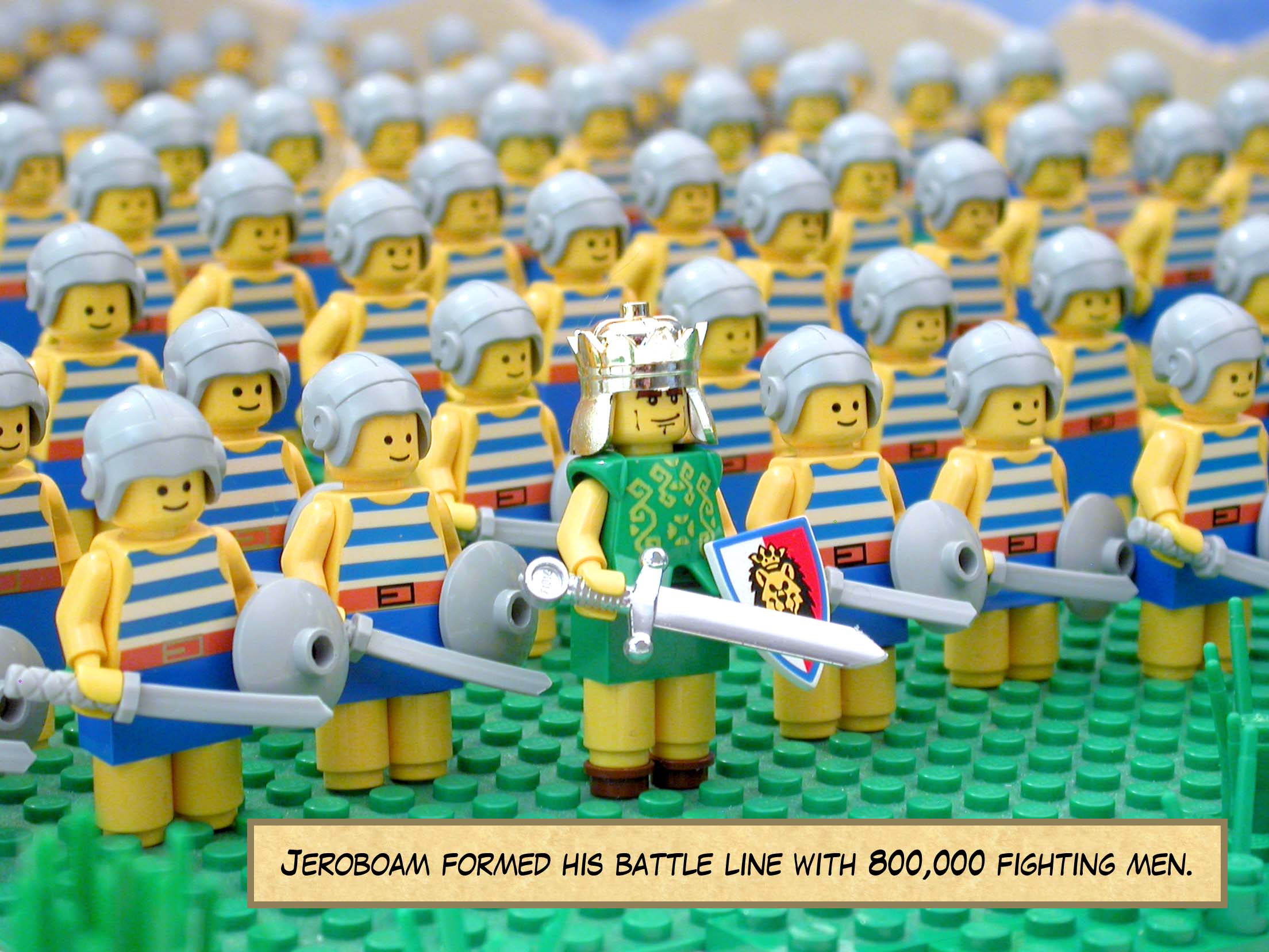 Jeroboam formed his battle line with 800,000 fighting men.