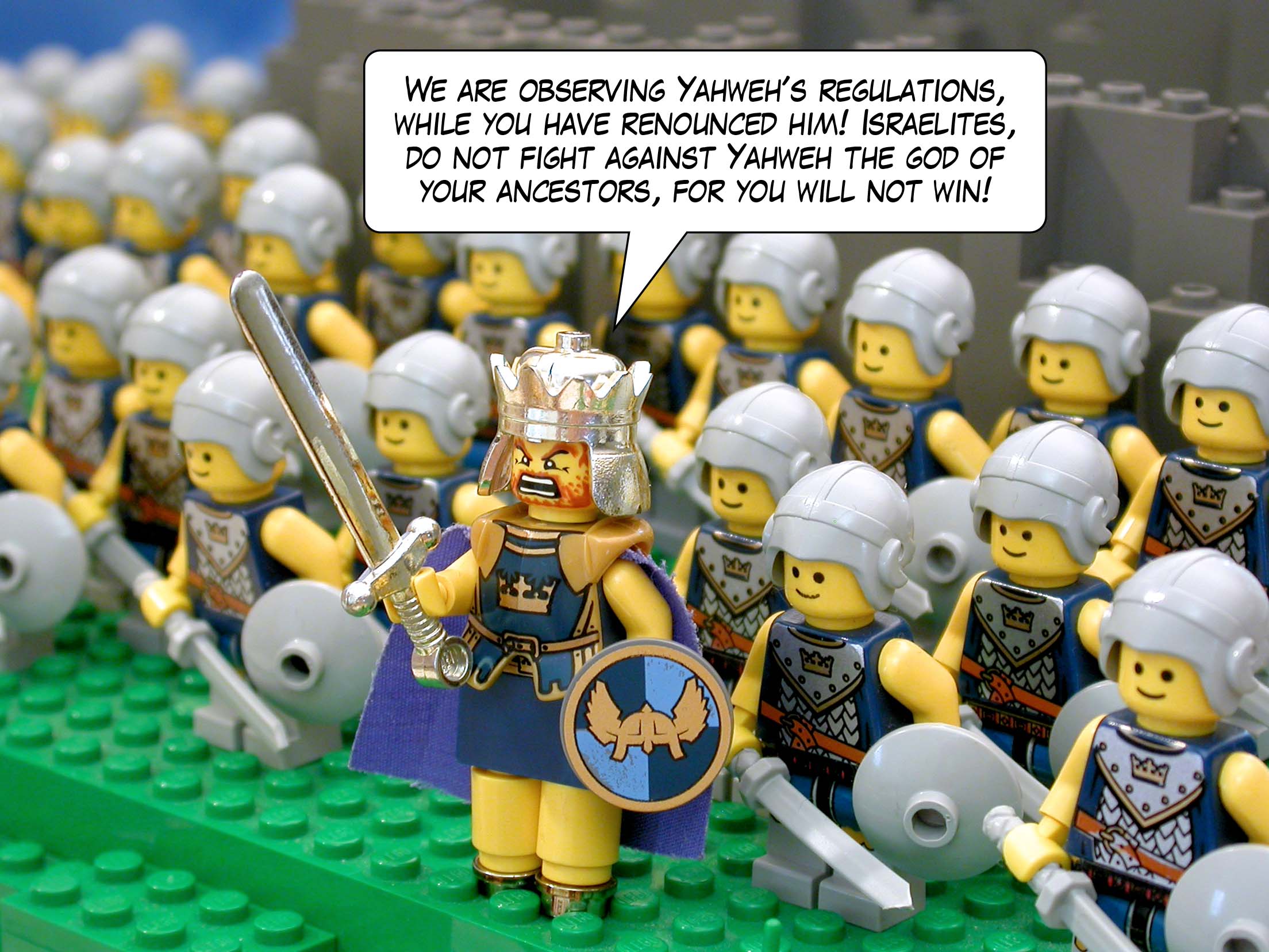 'We are observing Yahweh's regulations, while you have renounced him! Israelites, do not fight against Yahweh the god of your ancestors, for you will not win!'