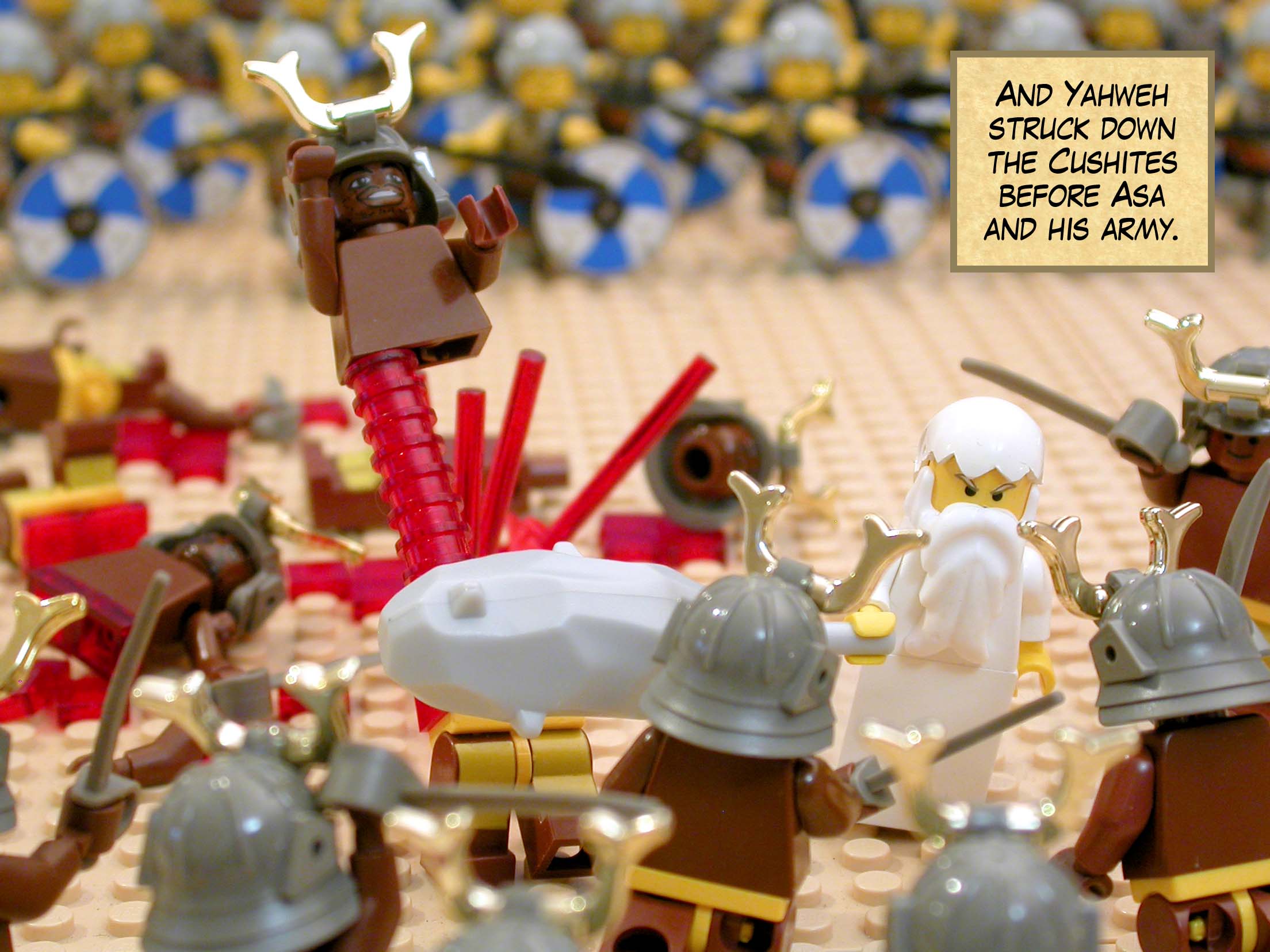 And Yahweh struck down the Cushites before Asa and his army.