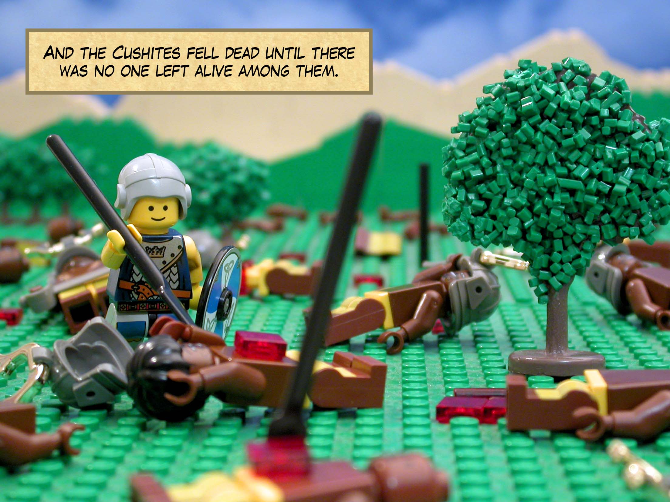 And the Cushites fell dead until there was no one left alive among them.