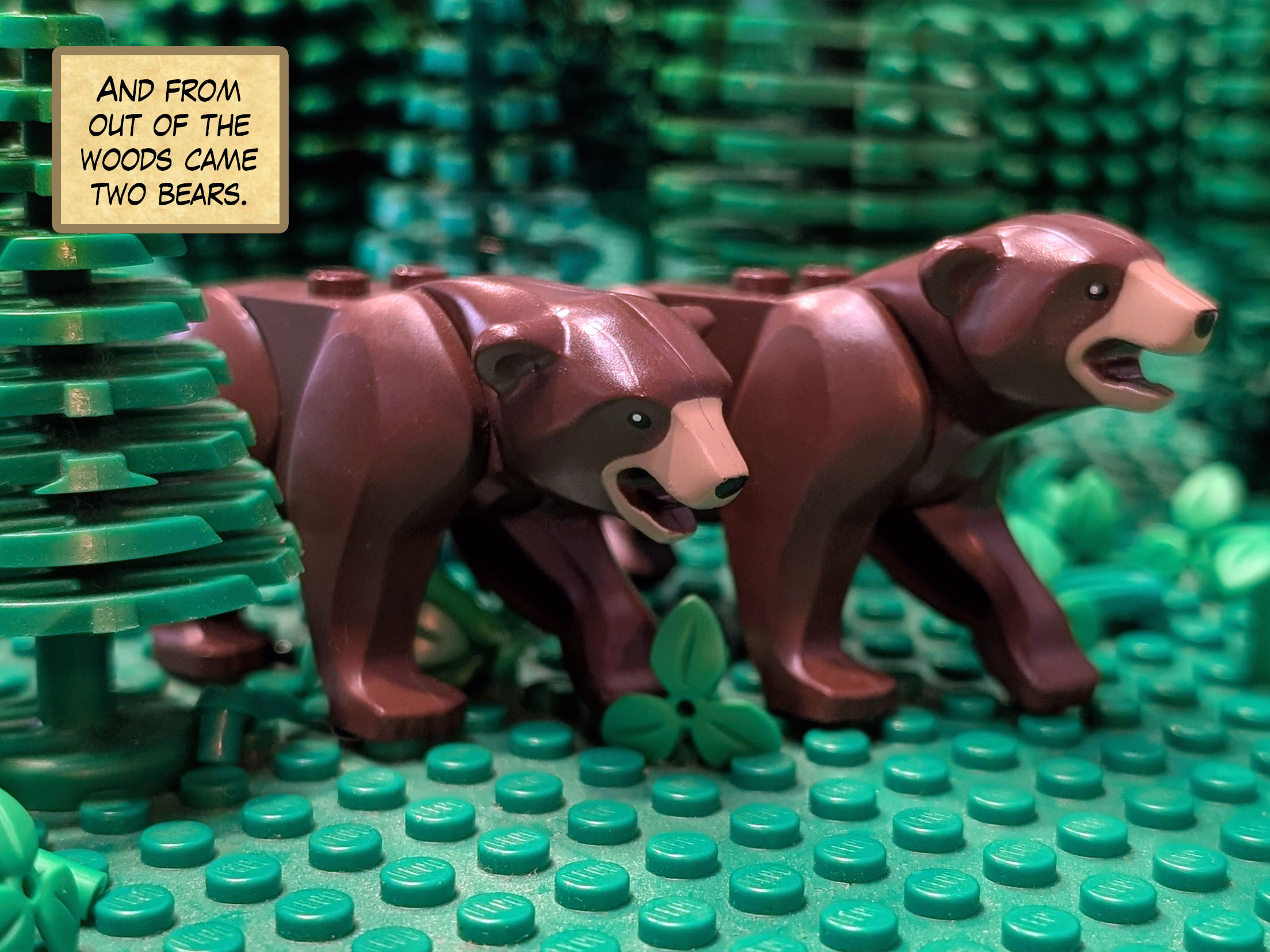 And from out of the woods came two bears.
