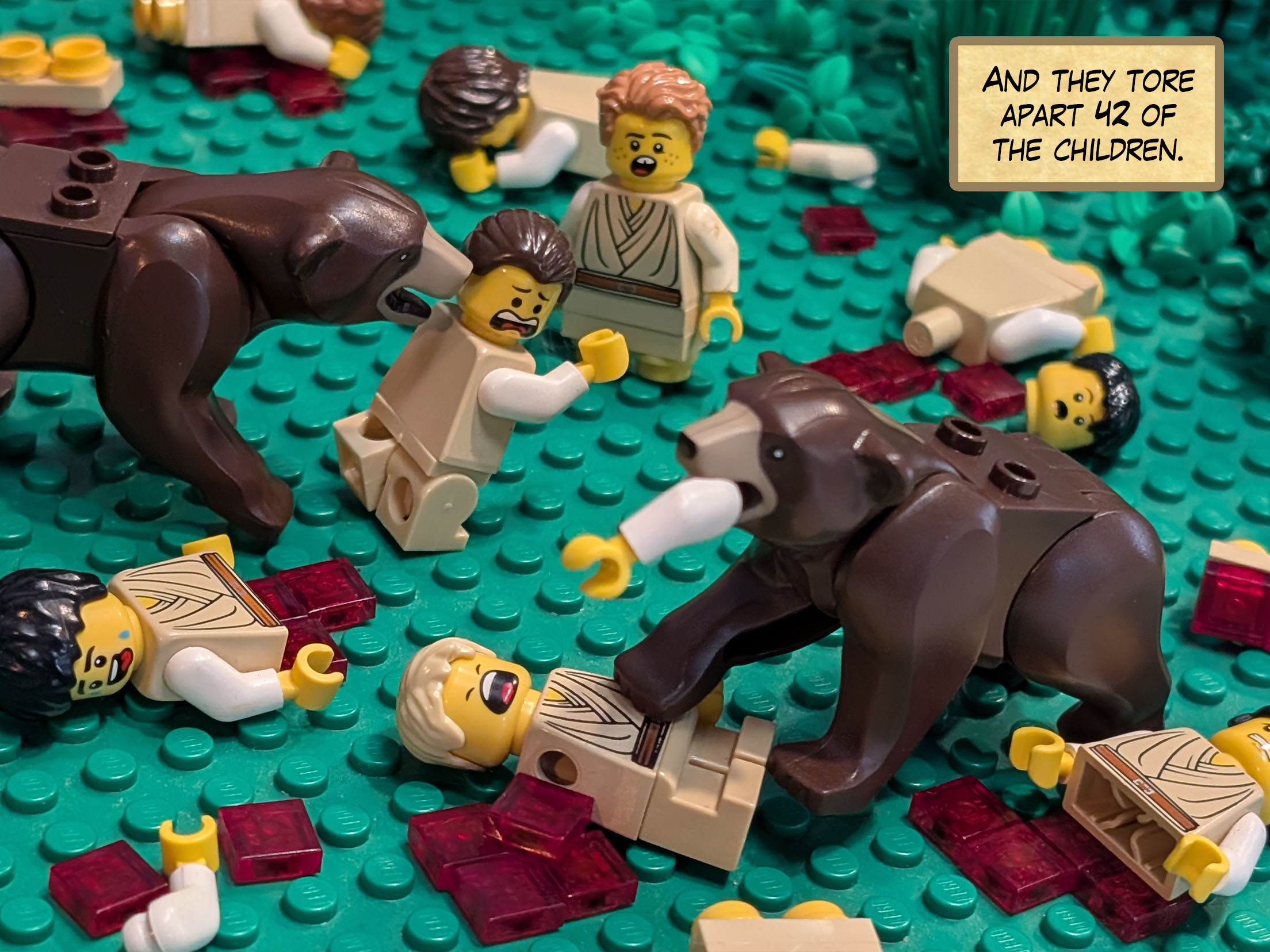 And they tore apart forty-two of the children.