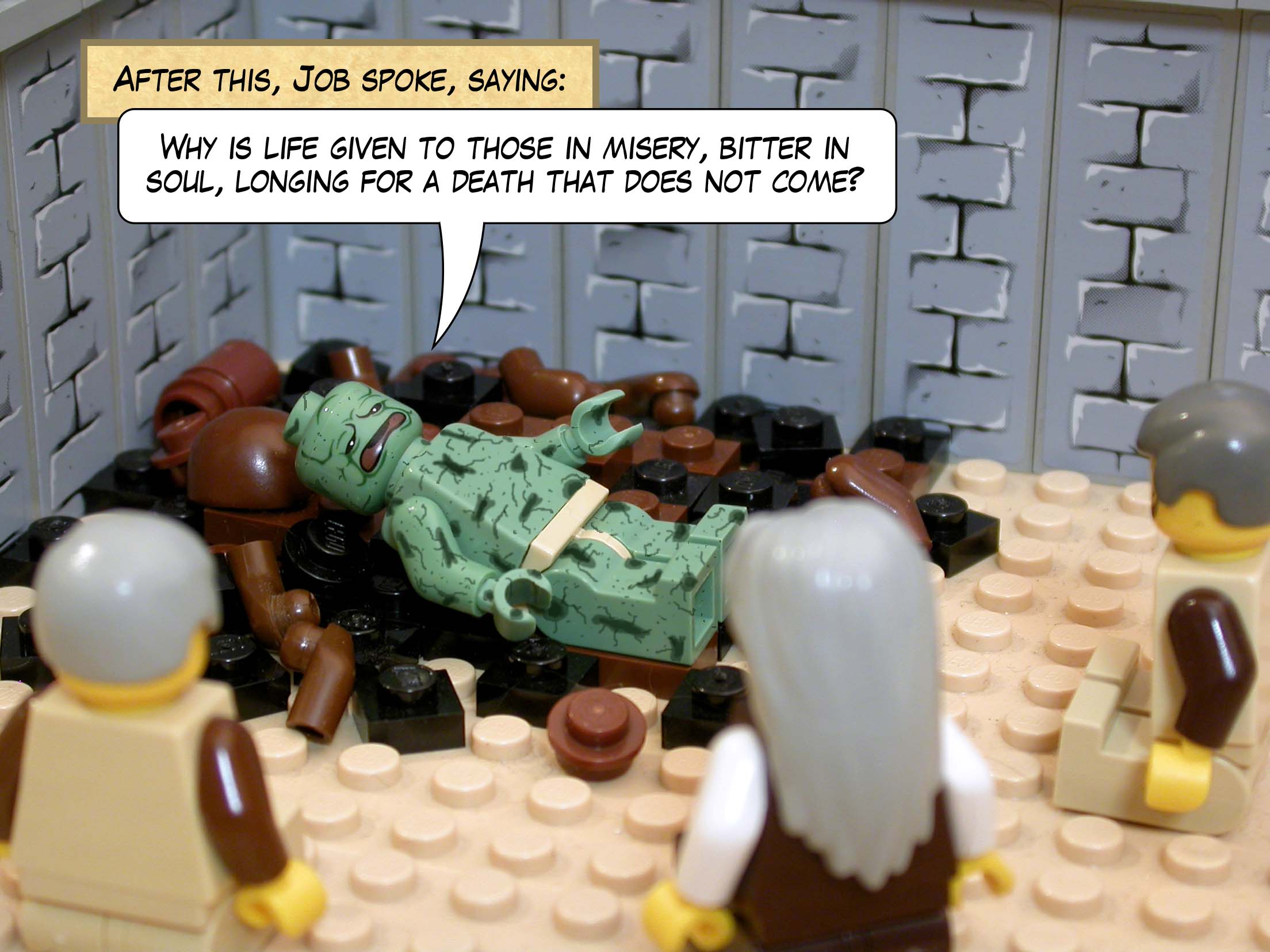 After this, Job spoke, saying, 'Why is life given to those in misery, bitter in soul, longing for a death that does not come?'<br>