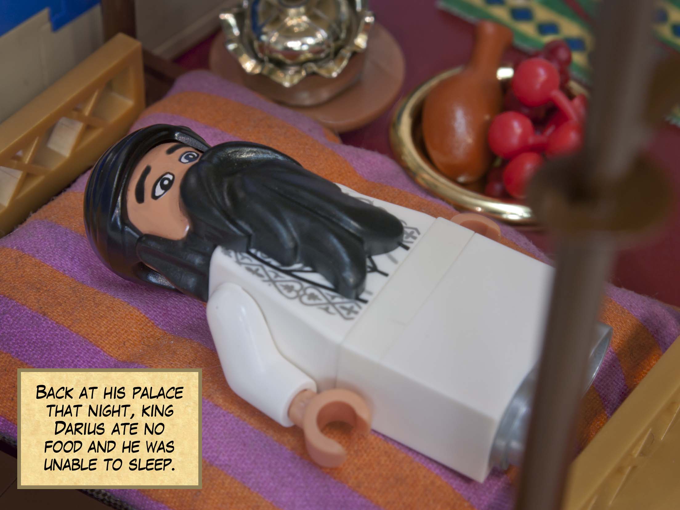 Back at his palace that night, King Darius ate no food and he was unable to sleep.