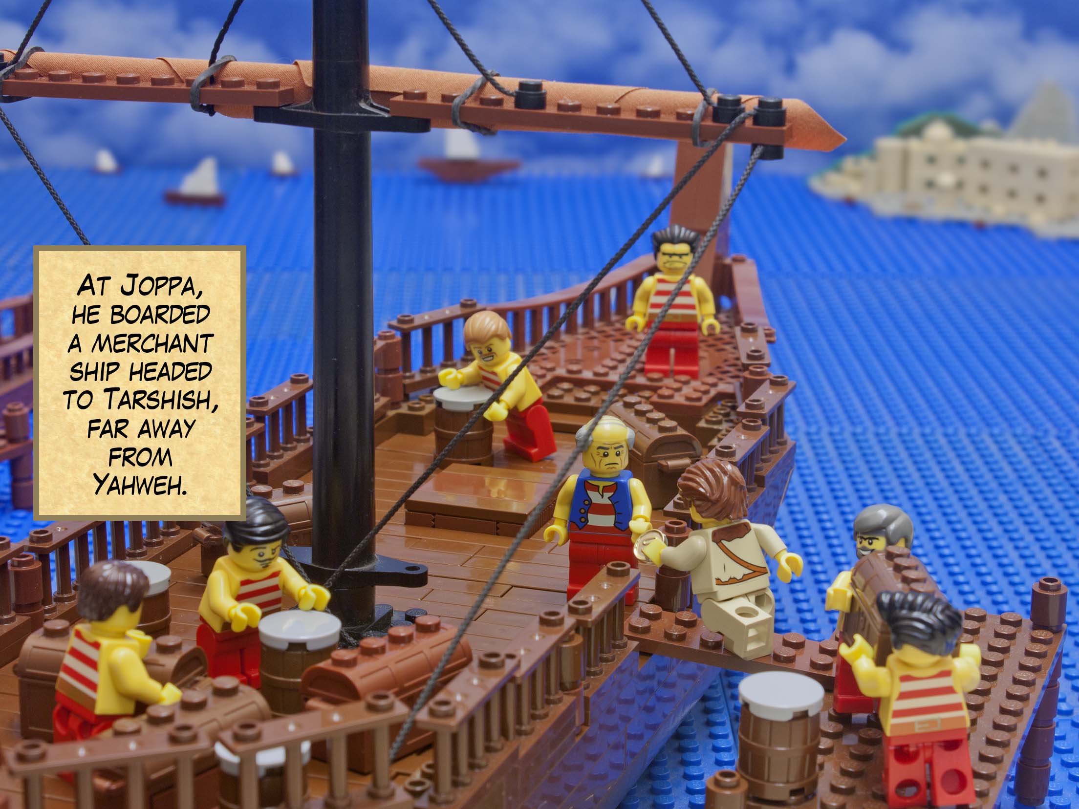 At Joppa, he boarded a merchant ship headed to Tarshish, far away from Yahweh.