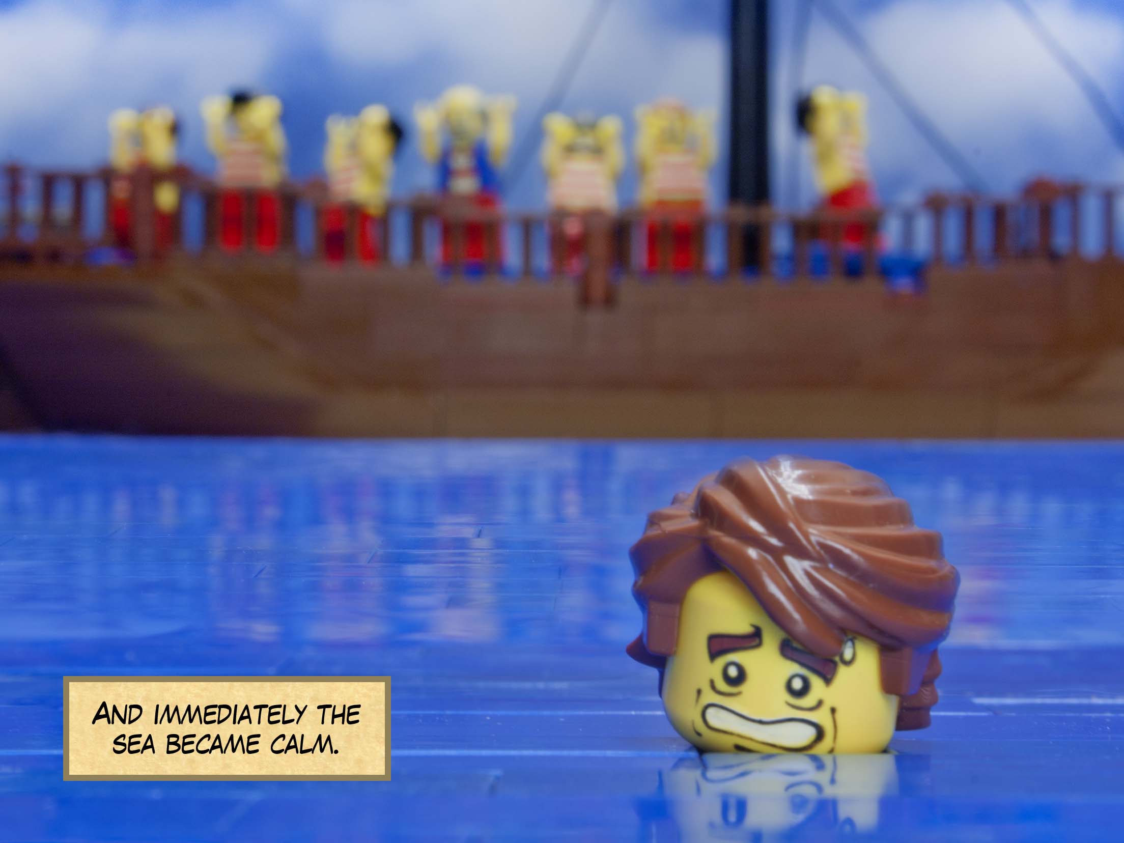 And immediately the sea became calm.